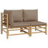 vidaXL 2-delige Loungeset met kussens bamboe taupe