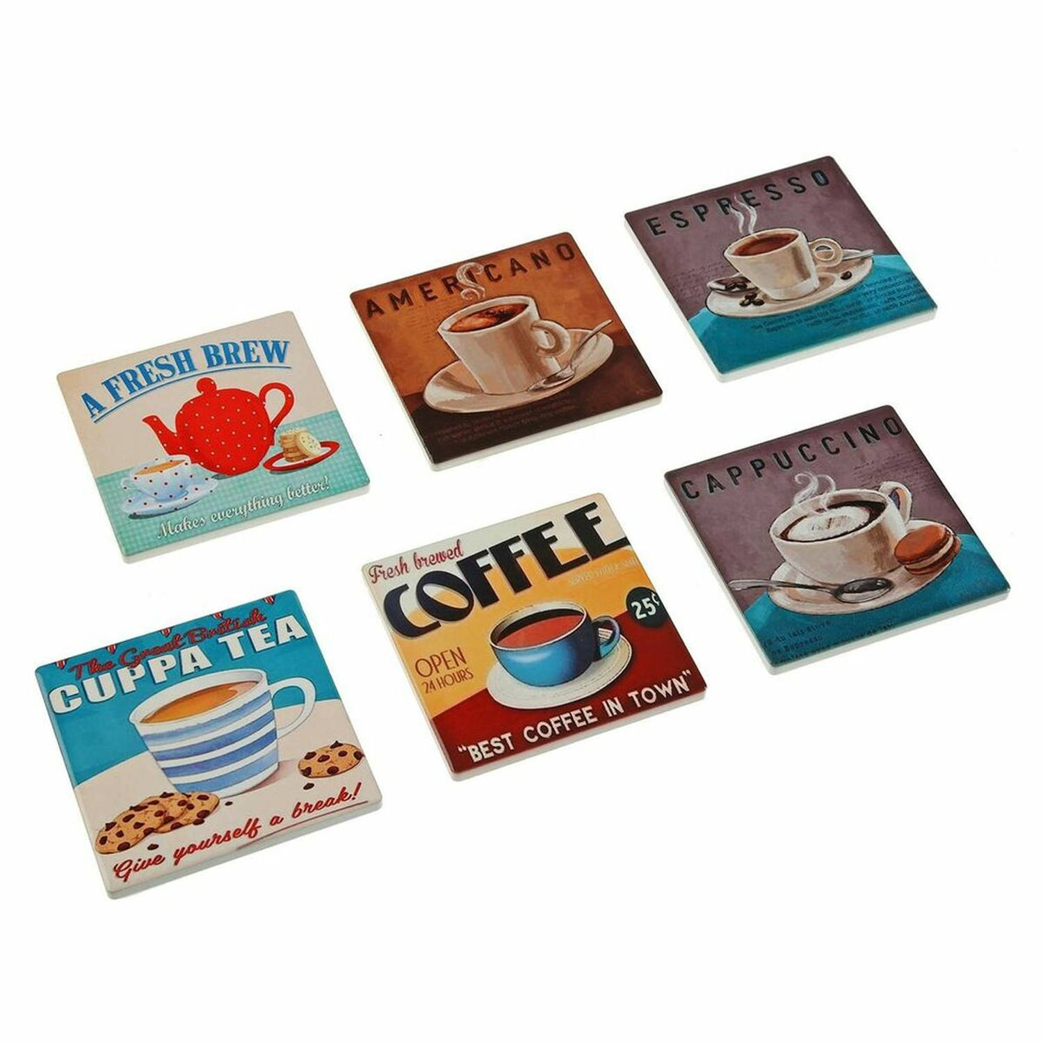 Onderzetters Versa Cofee (10 x 10 cm) (6 Onderdelen)