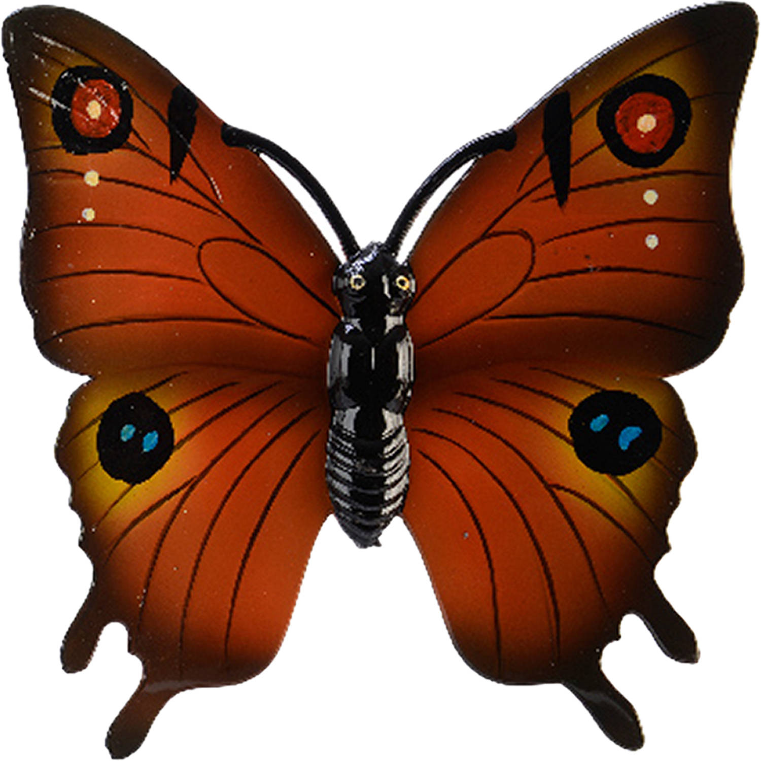 Tuin-schutting decoratie vlinder kunststof oranje 24 x 24 cm Tuinbeelden