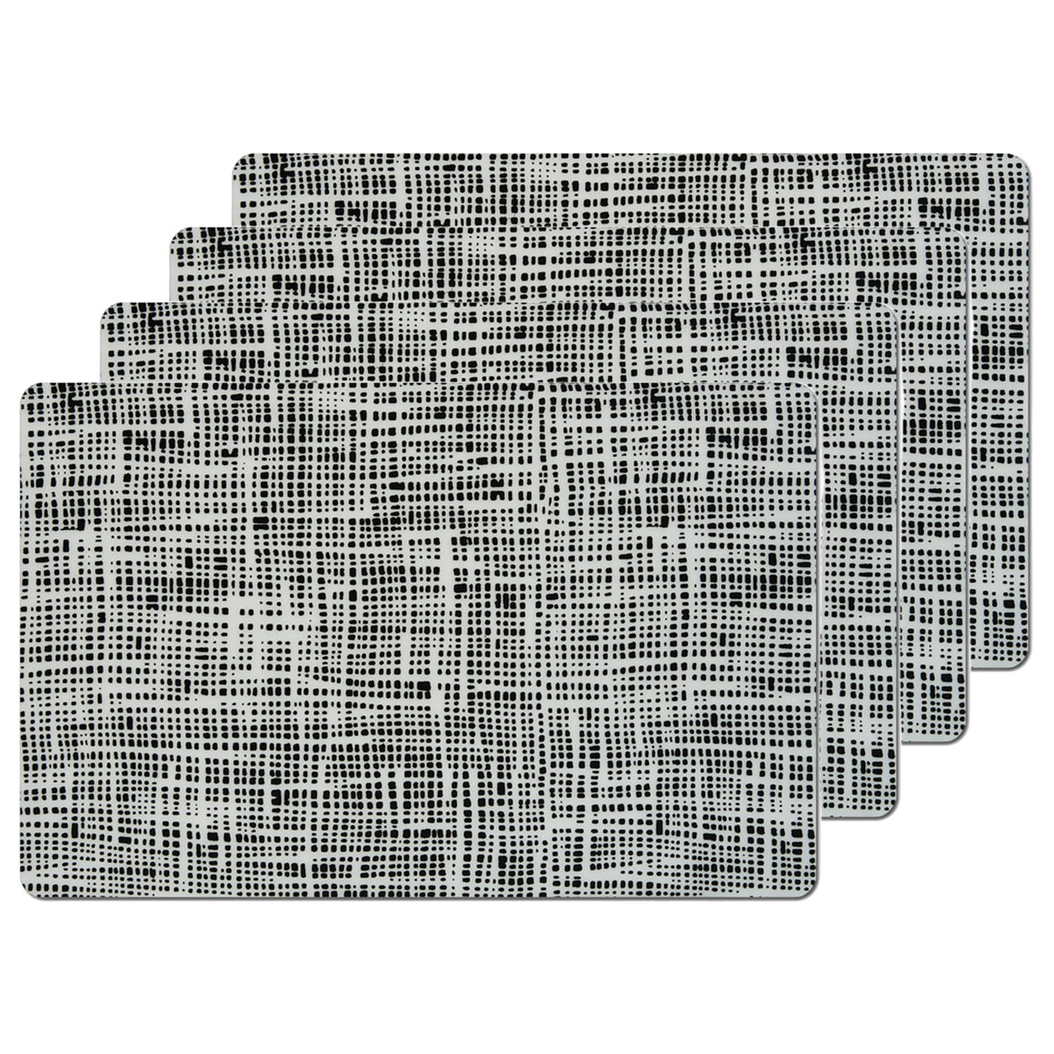 Zeller placemats abstract - 6x - zwart - 44 x 29 cm - kunststof - Placemats
