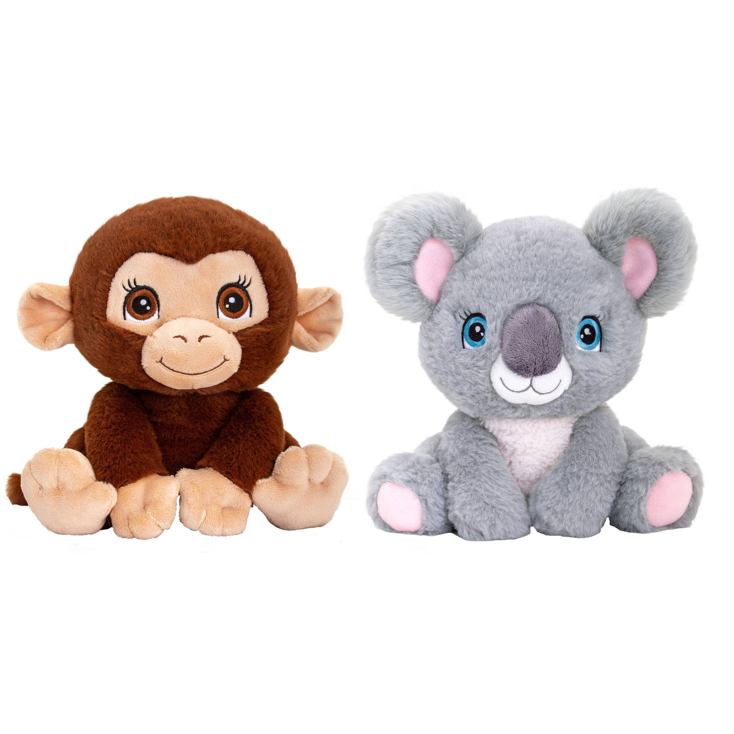 Keel Toys Pluche Knuffel Dieren Bosvriendjes Set Koala En Chimpansee Aapje 25 Cm Knuffeldier