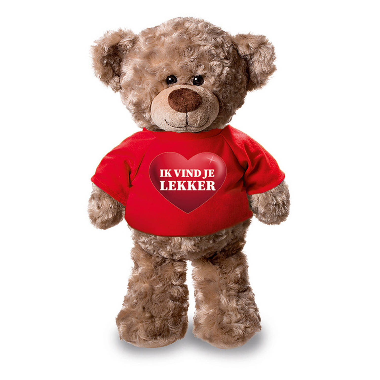 Knuffel Teddybeer Met Ik Vind Je Lekker Hartje Shirt Rood 24 Cm Knuffelberen