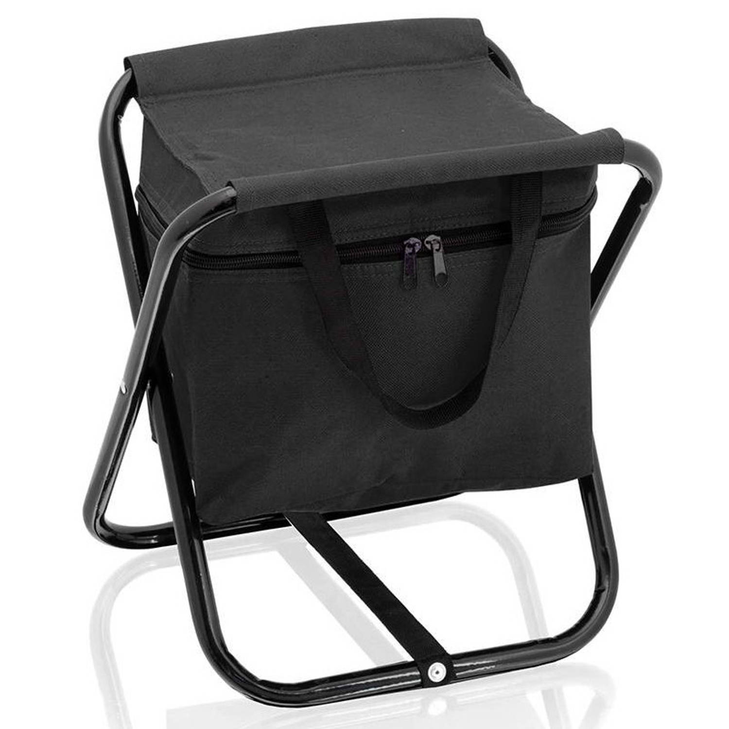 Opvouwbare stoel met koeltas zwart 26 x 34 x 32 cm - Koeltas