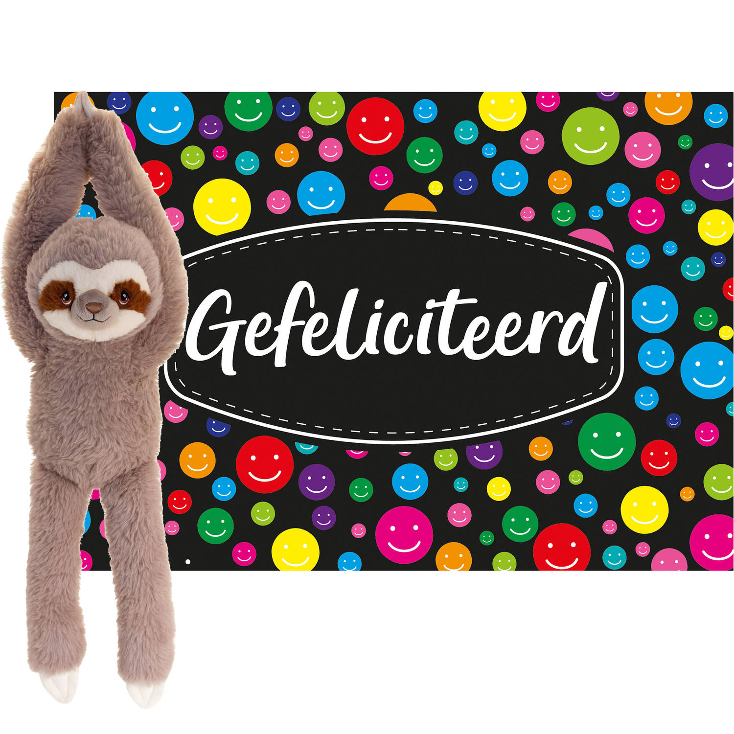 Keel Toys Cadeaukaart Gefeliciteerd Met Knuffeldier Luiaard 50 Cm Knuffeldier