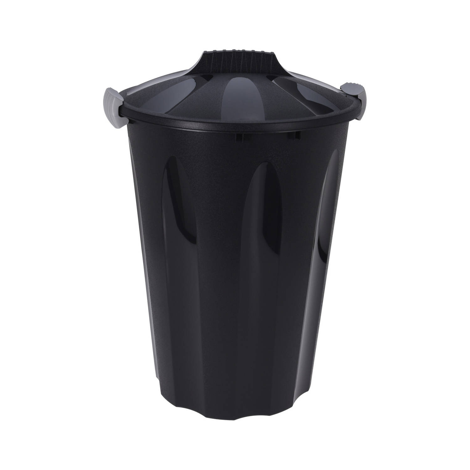 Storage Solutions wasmand met deksel - 40 liter - zwart - kunststof - Wasmanden