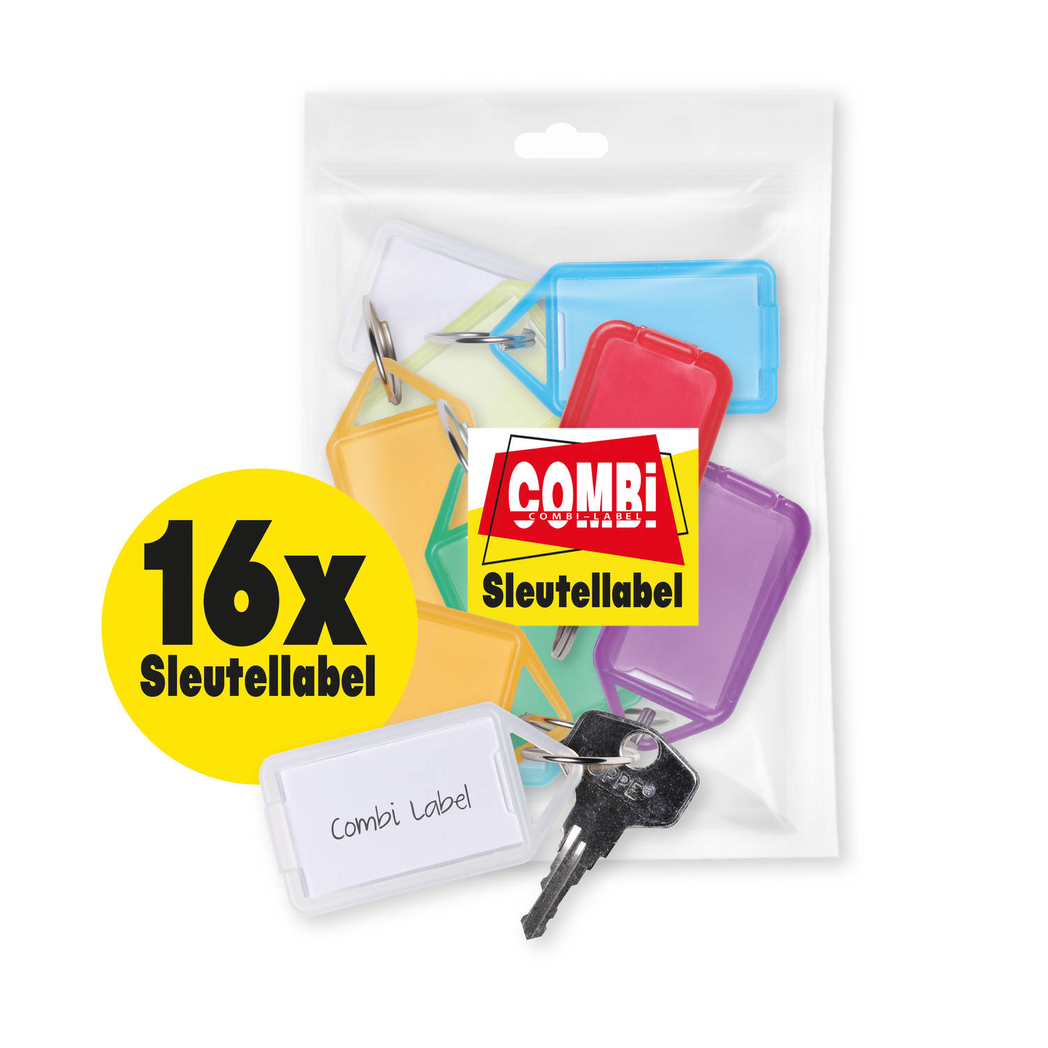 Sleutellabel Combi-Label openklapbaar- Sleutelhanger - Naamlabel - 16x