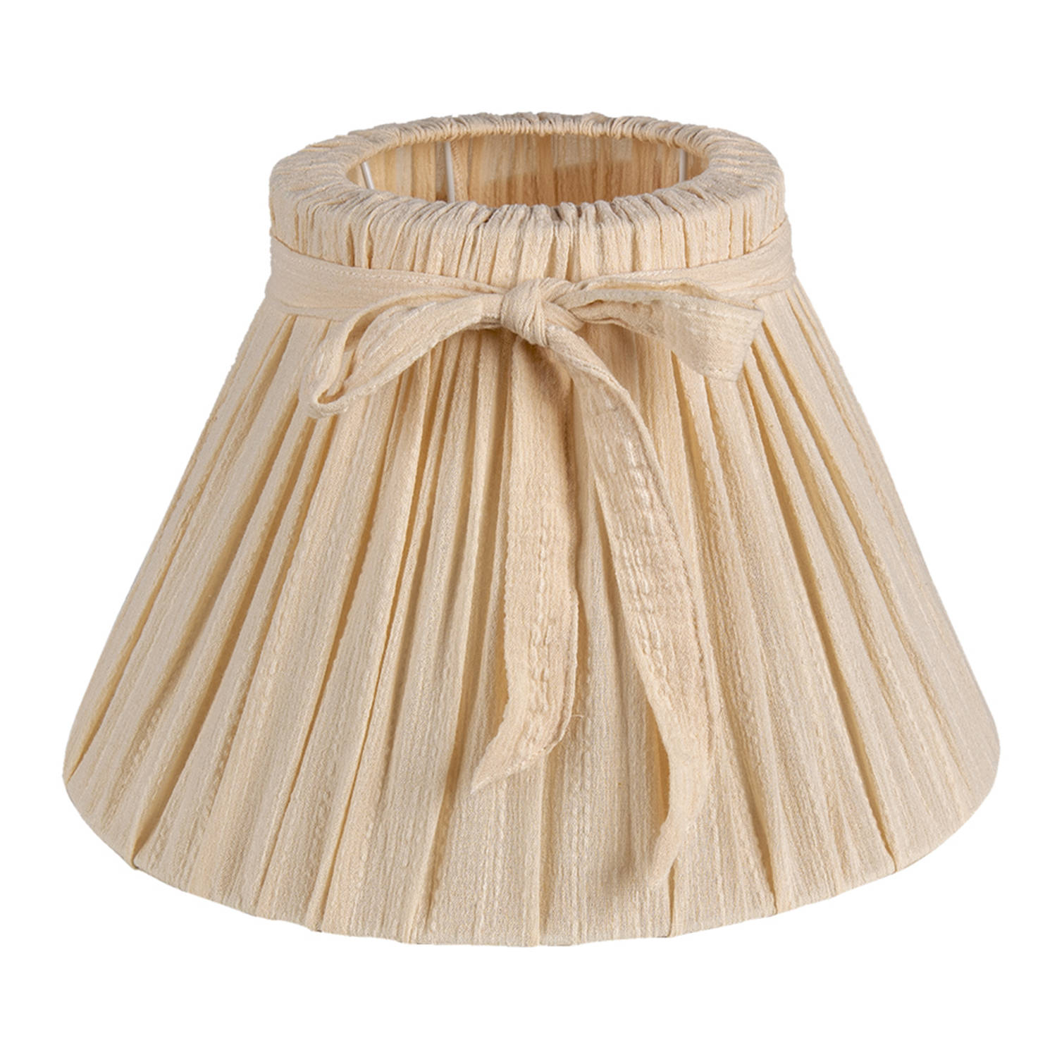HAES DECO - Lampenkap - Natural Cosy - beige met strikje - formaat Ø 33x21 cm, voor Fitting E27 - Tafellamp, Hanglamp