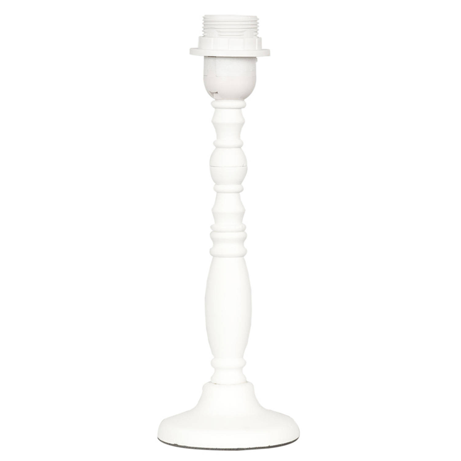 HAES DECO - Lampenvoet - Formaat Ø 10x30 cm, kleur Wit, gemaakt van Hout voor Fitting E27/max 1x60W - Lampvoet, Tafellamp