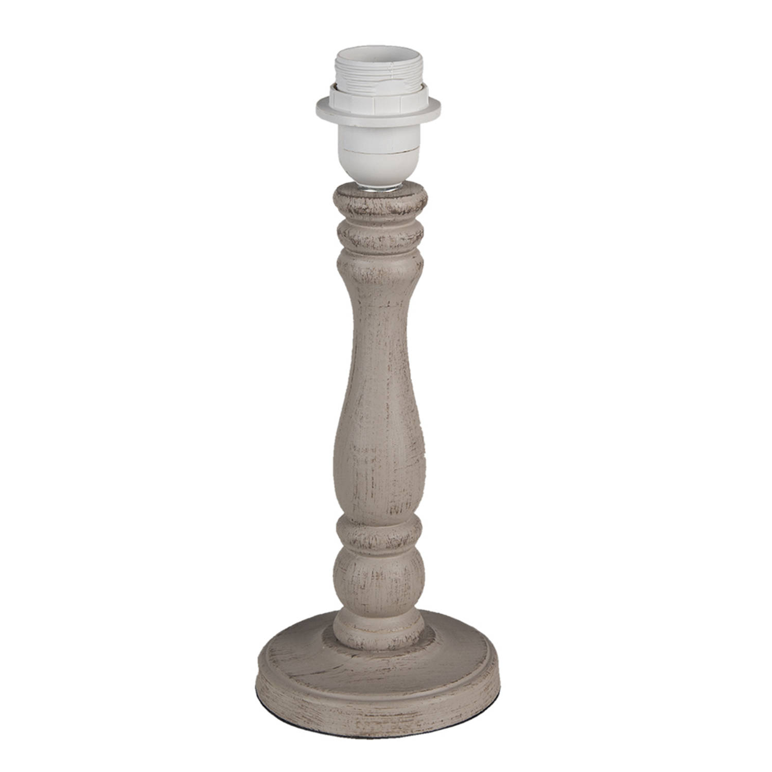 HAES DECO - Lampenvoet - Formaat Ø 12x31 cm, kleur Creme, gemaakt van Hout voor Fitting E27/max 1x40W - Lampvoet, Tafellamp