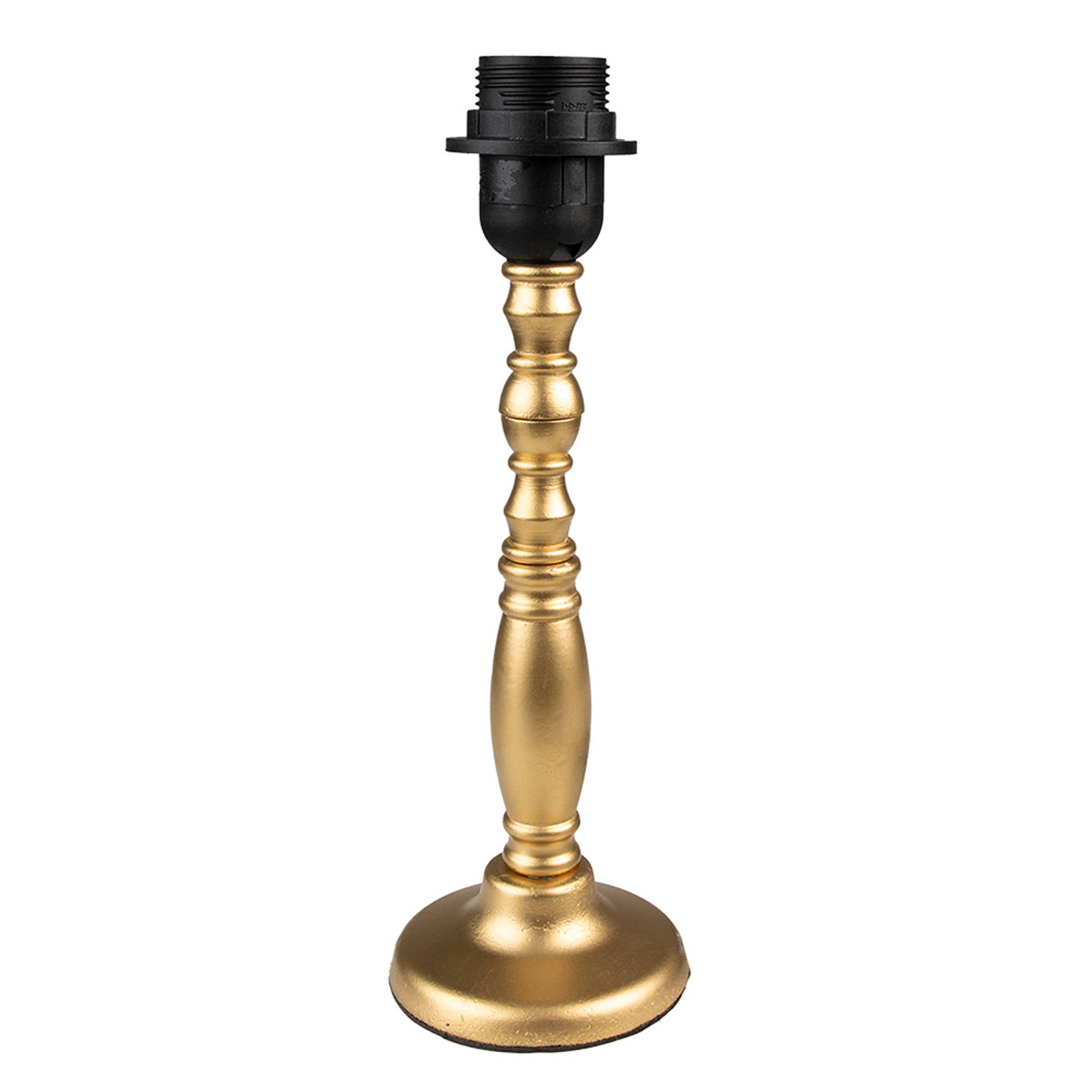 HAES DECO - Lampenvoet - Formaat Ø 10x30 cm, kleur Goudkleurig, gemaakt van Hout voor Fitting E27/max 1x60W - Lampvoet, Tafellamp