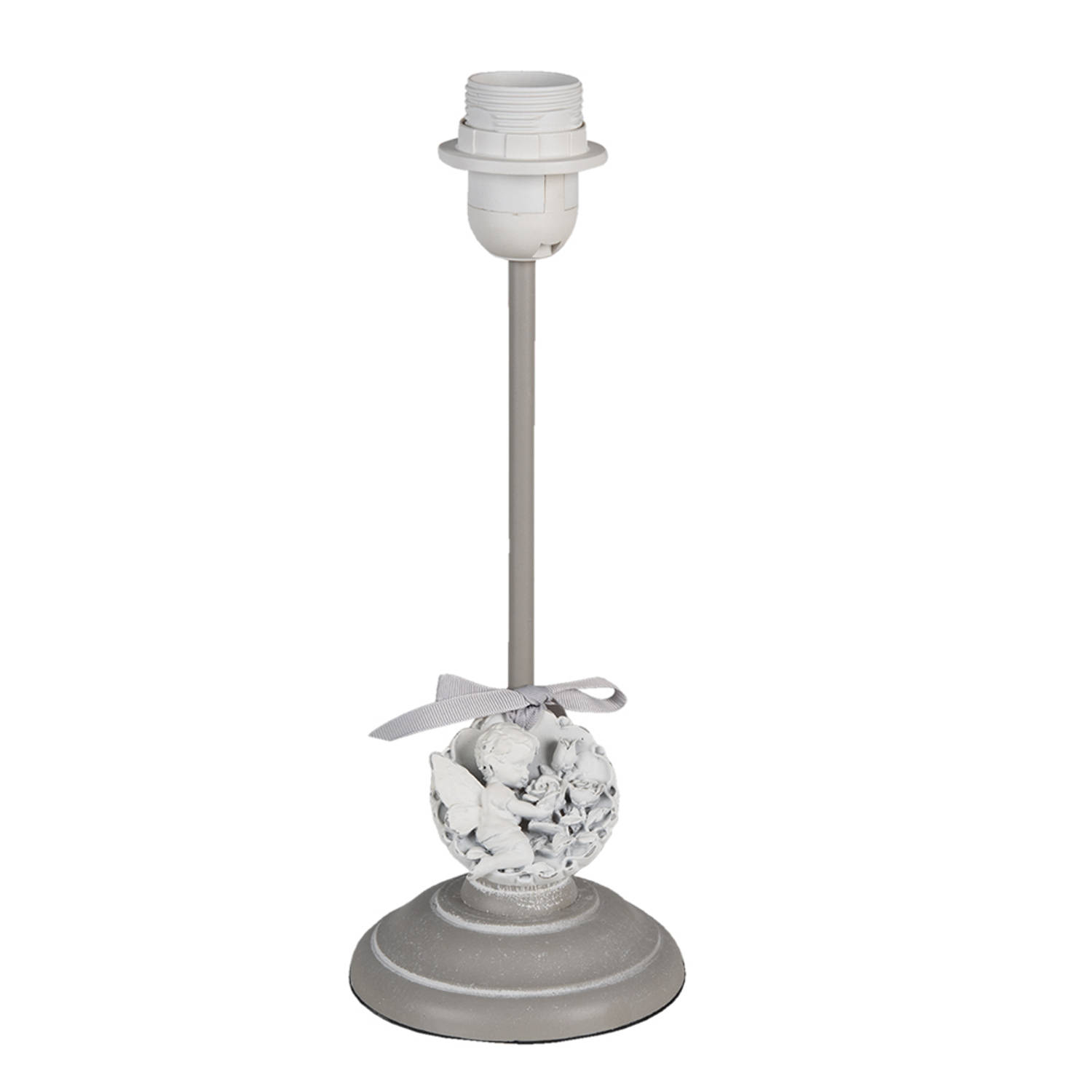 HAES DECO - Lampenvoet - Formaat Ø 12x35 cm, kleur Grijs, gemaakt van Hout voor Fitting E27/max 1x40W - Lampvoet, Tafellamp