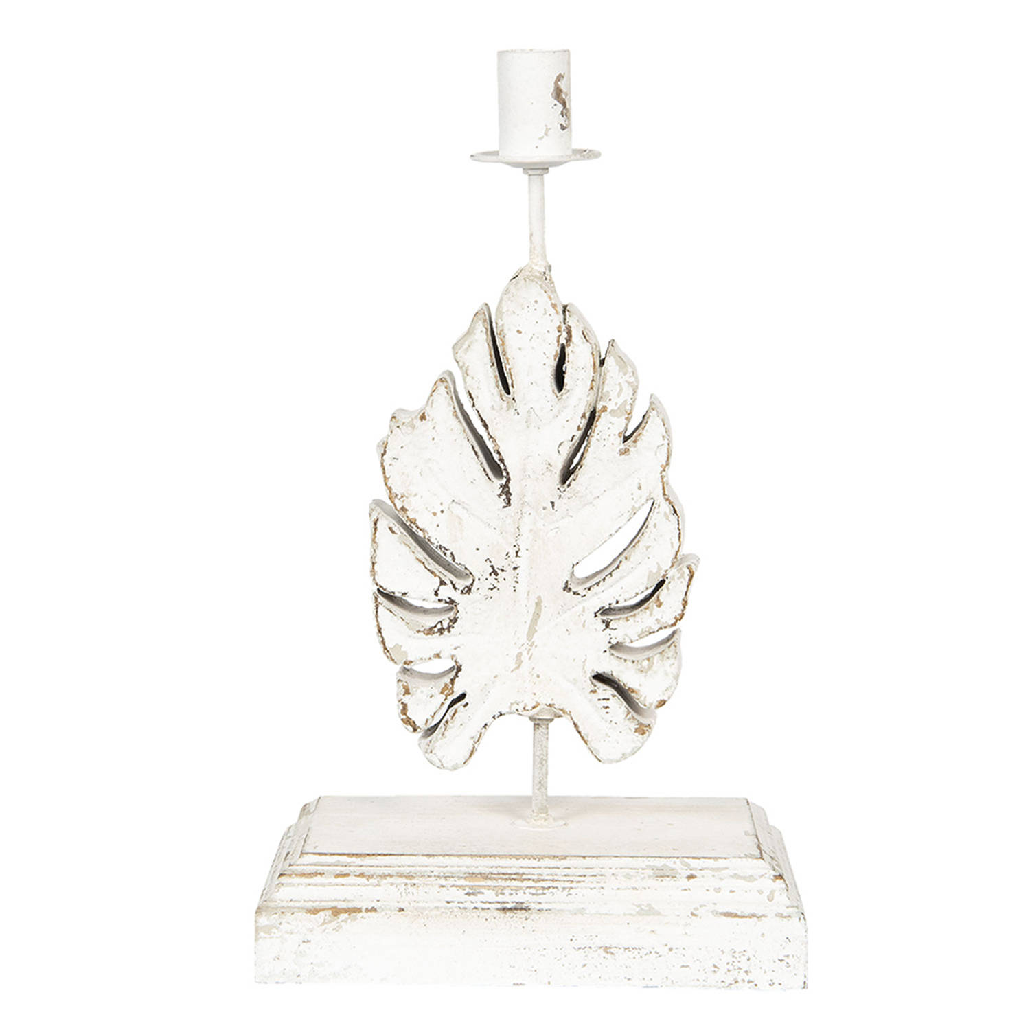 HAES DECO - Lampenvoet - Formaat 31x21x54 cm, kleur Wit, gemaakt van Hout|Metaal voor Fitting E27/max 1x60W - Lampvoet, Tafellamp