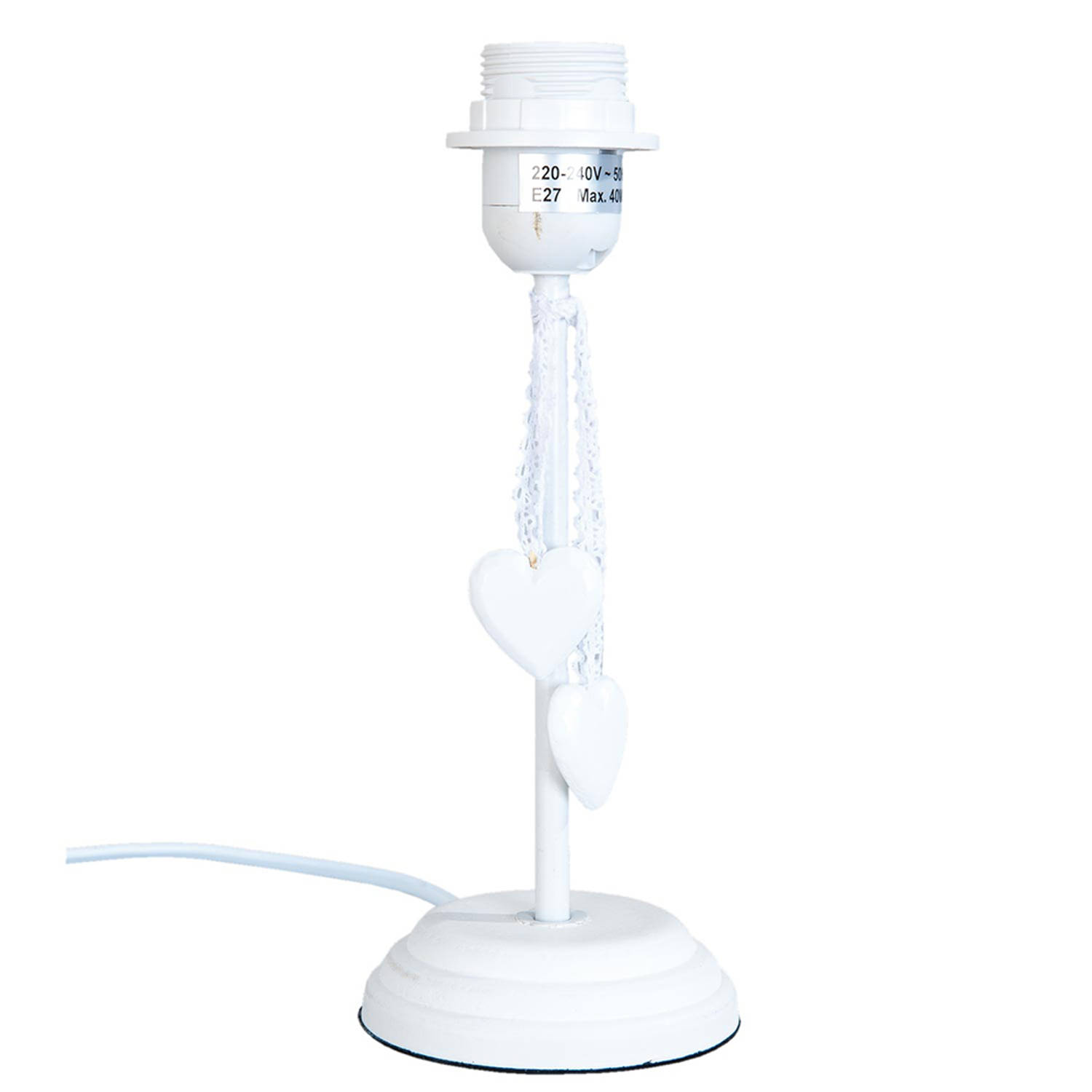 HAES DECO - Lampenvoet - Formaat Ø 10x24 cm, kleur Wit, gemaakt van Hout|Metaal voor Fitting E27/max 1x40W - Lampvoet, Tafellamp
