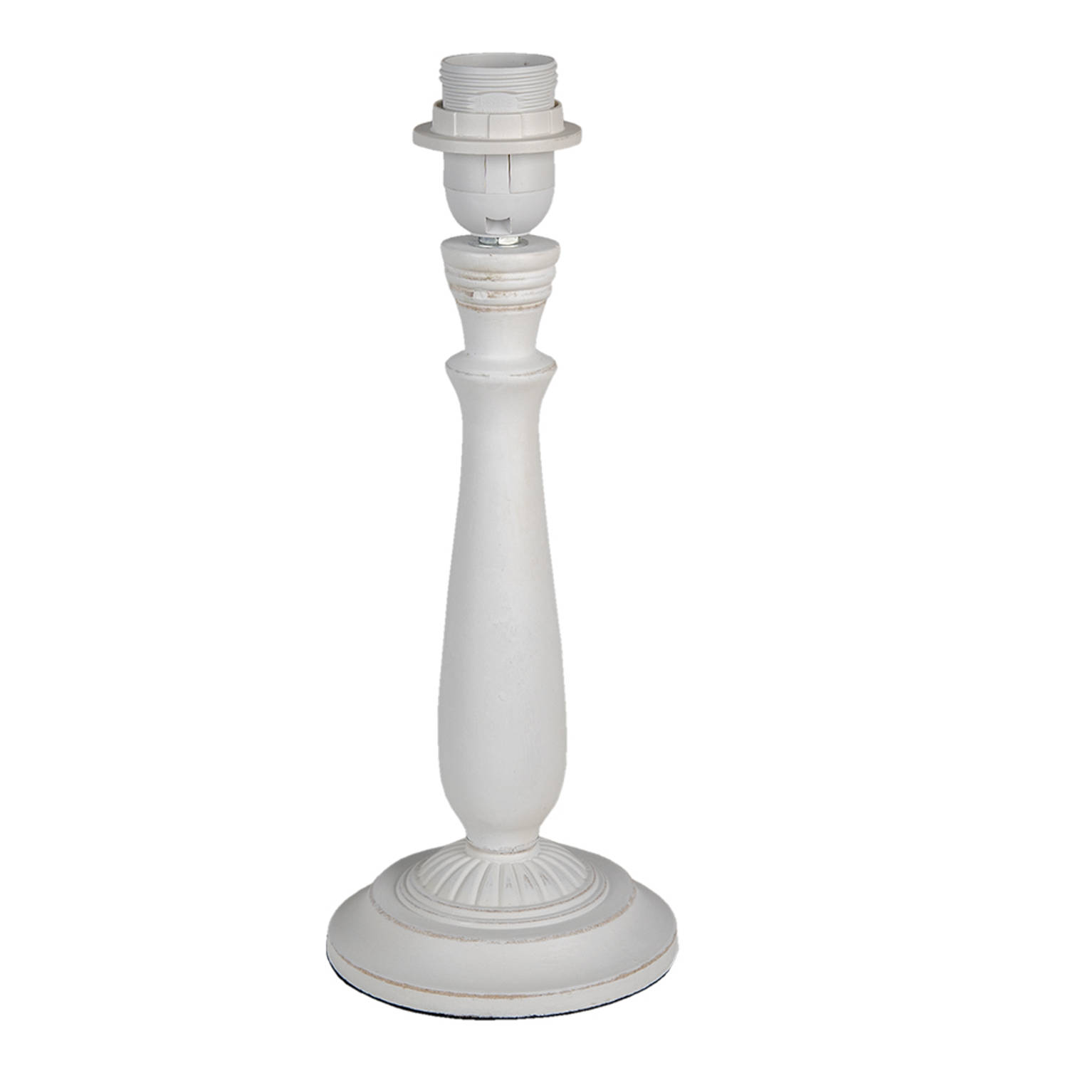 HAES DECO - Lampenvoet - Formaat Ø 12x31 cm, kleur Wit, gemaakt van Hout voor Fitting E27/max 1x40W - Lampvoet, Tafellamp
