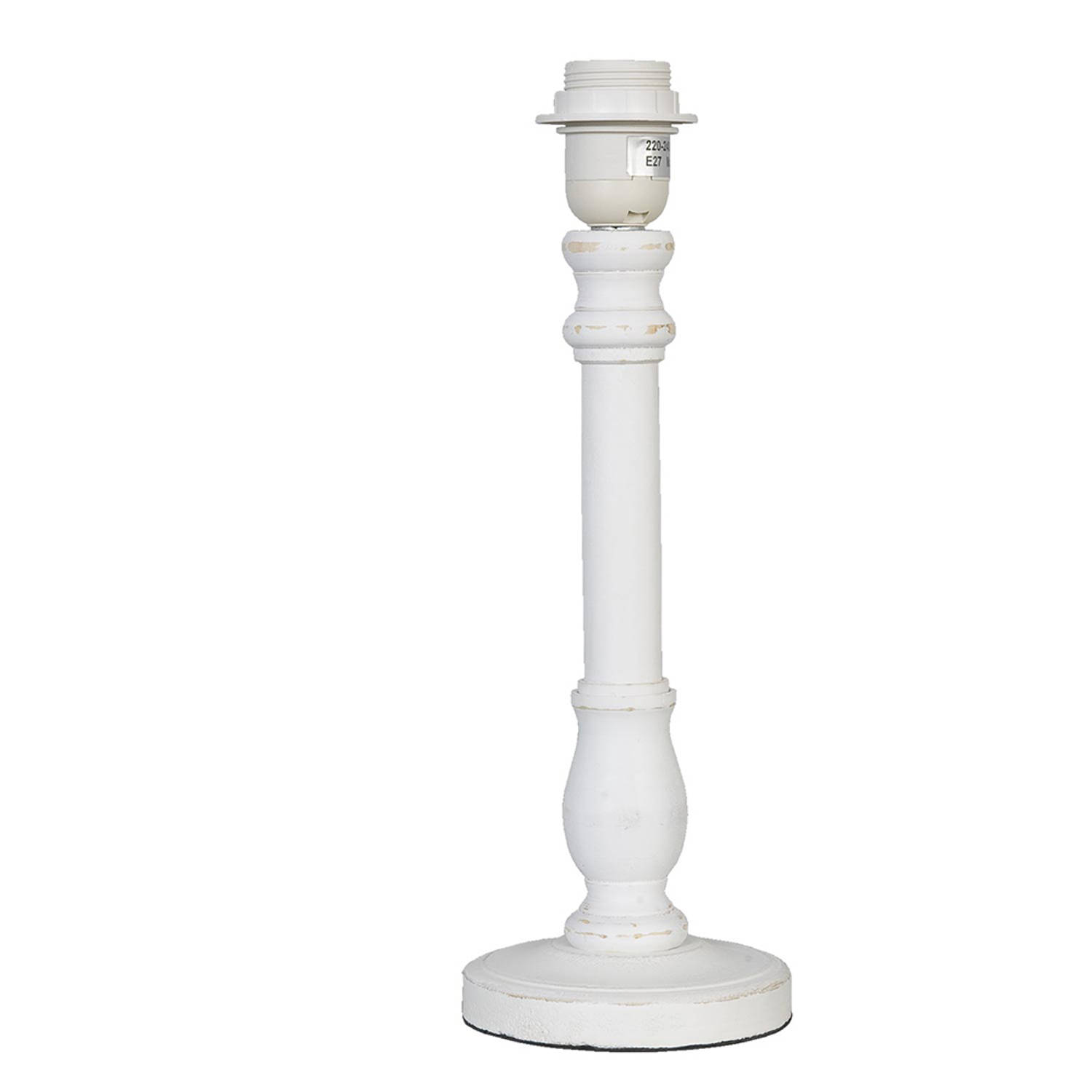 HAES DECO - Lampenvoet - Formaat Ø 12x36 cm, kleur Wit, gemaakt van Hout voor Fitting E27/max 1x40W - Lampvoet, Tafellamp