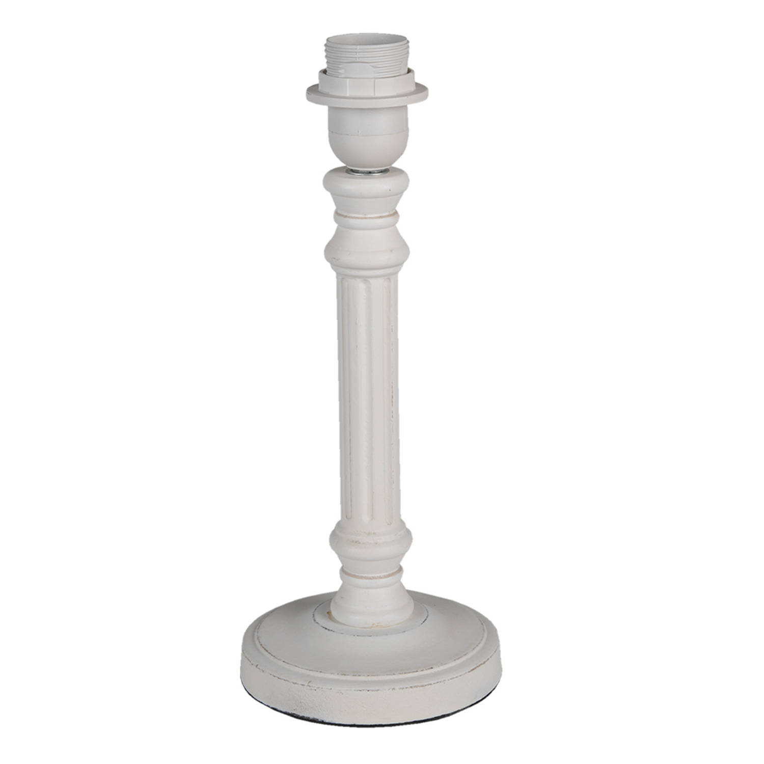 HAES DECO - Lampenvoet - Formaat Ø 12x31 cm, kleur Wit, gemaakt van Hout voor Fitting E27/max 1x40W - Lampvoet, Tafellamp