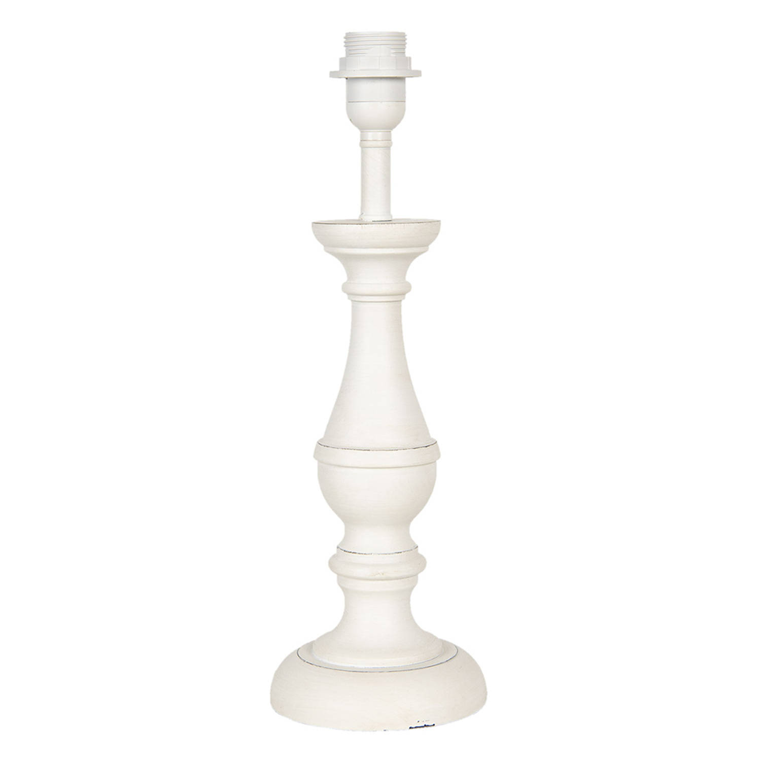 HAES DECO - Lampenvoet - Formaat Ø 13x41 cm, kleur Wit, gemaakt van Hout voor Fitting E27/max 1x60W - Lampvoet, Tafellamp