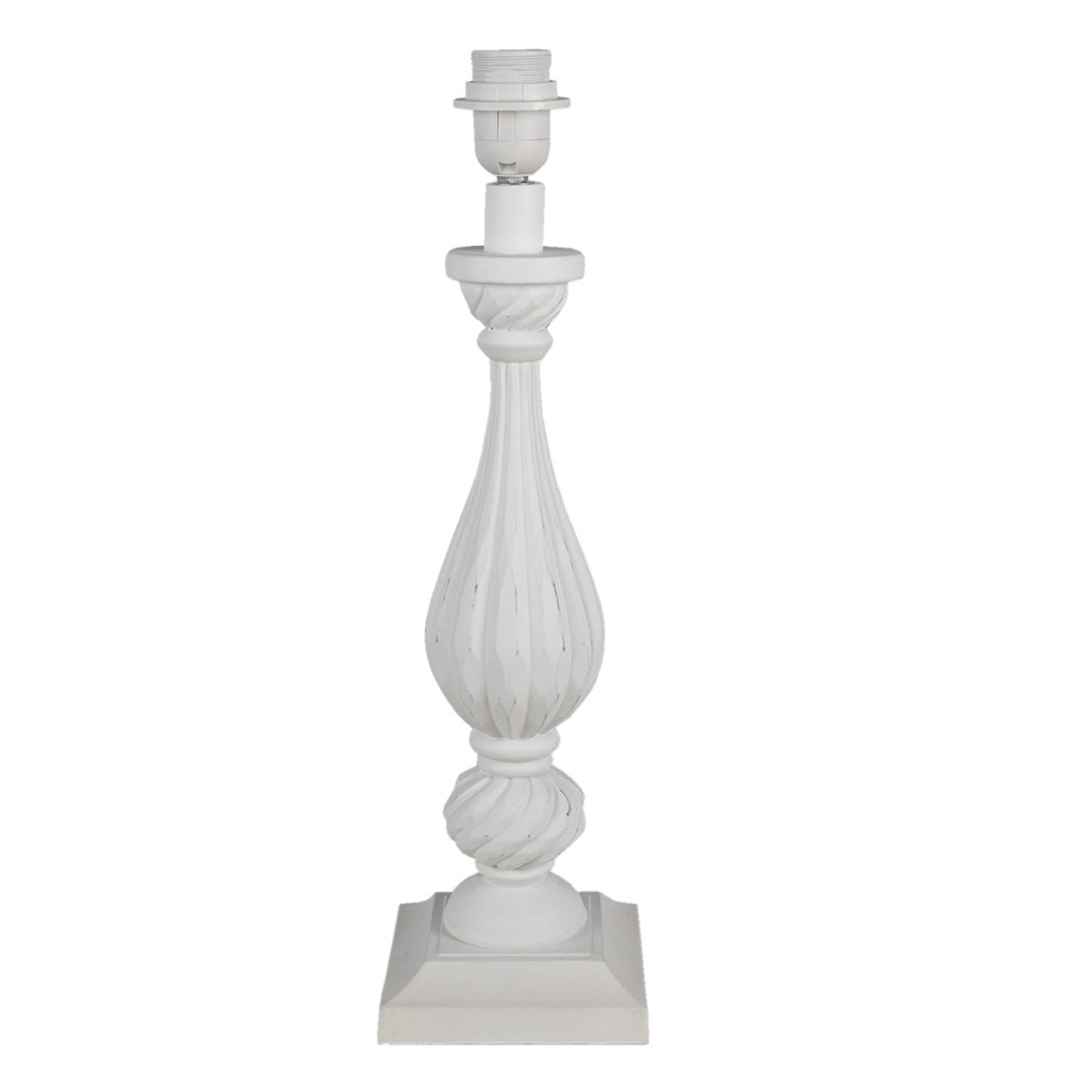HAES DECO - Lampenvoet - Formaat Ø 14x43 cm, kleur Wit, gemaakt van Hout voor Fitting E27/max 1x40W - Lampvoet, Tafellamp