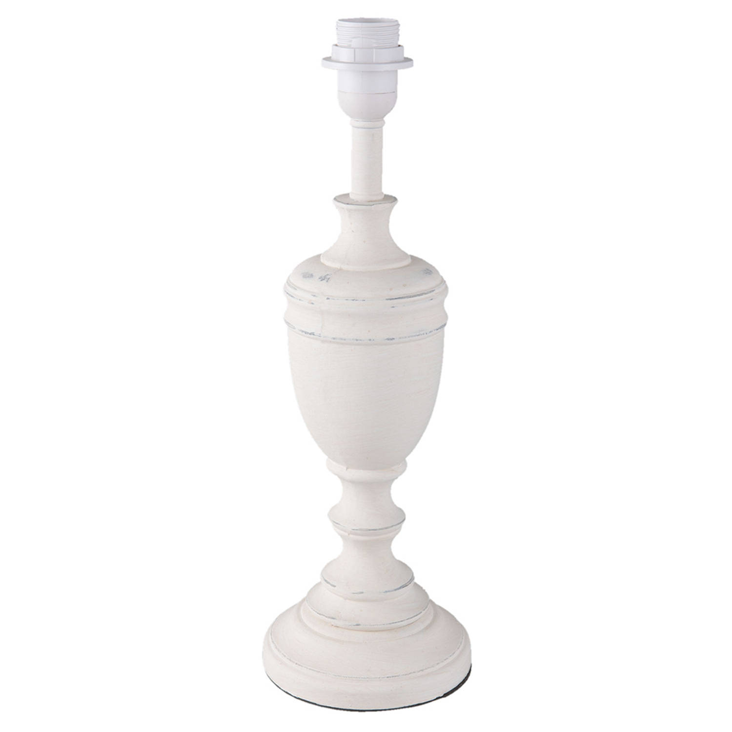 HAES DECO - Lampenvoet - Formaat Ø 14x43 cm, kleur Wit, gemaakt van Hout voor Fitting E27/max 1x60W - Lampvoet, Tafellamp
