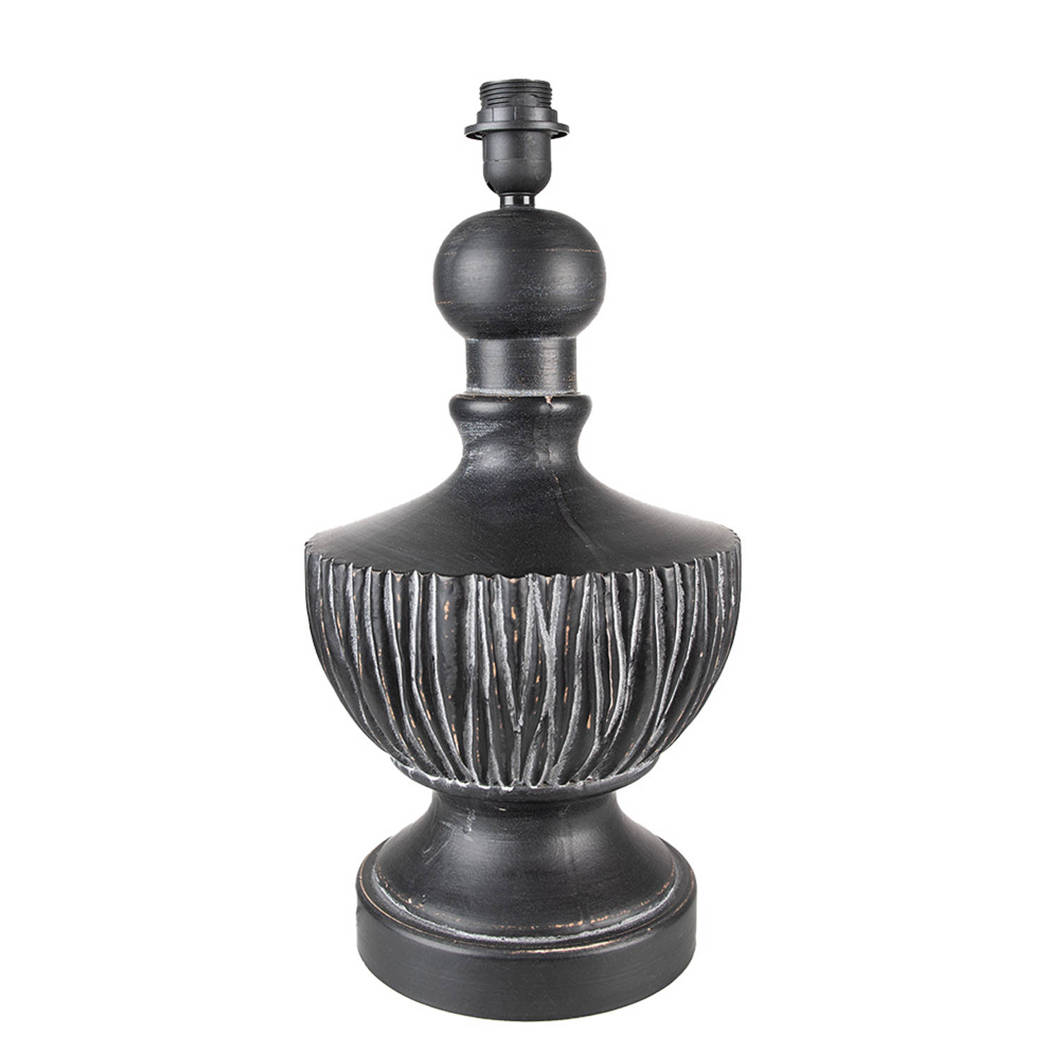 HAES DECO - Lampenvoet - Formaat Ø 24x47 cm, kleur Zwart, gemaakt van Polyresin voor Fitting E27/max 1x60W - Lampvoet, Tafellamp