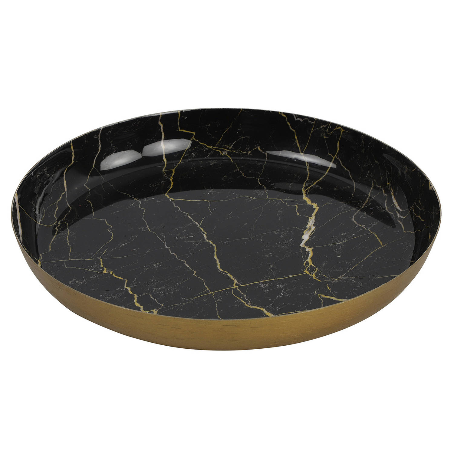 Countryfield Dienblad - Marble - Metaal - zwart/goud - Dia 20 cm - Dienbladen