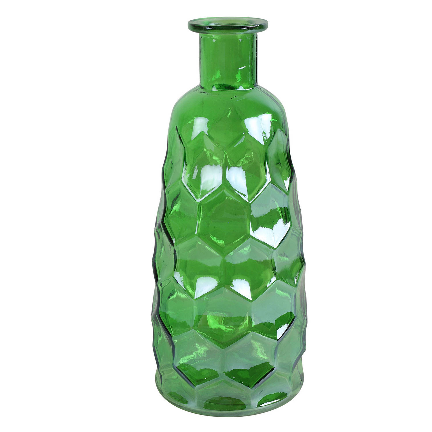 Countryfield Art Deco Bloemenvaas Groen Transparant Glas Fles Vorm D12 X H30 Cm Vazen