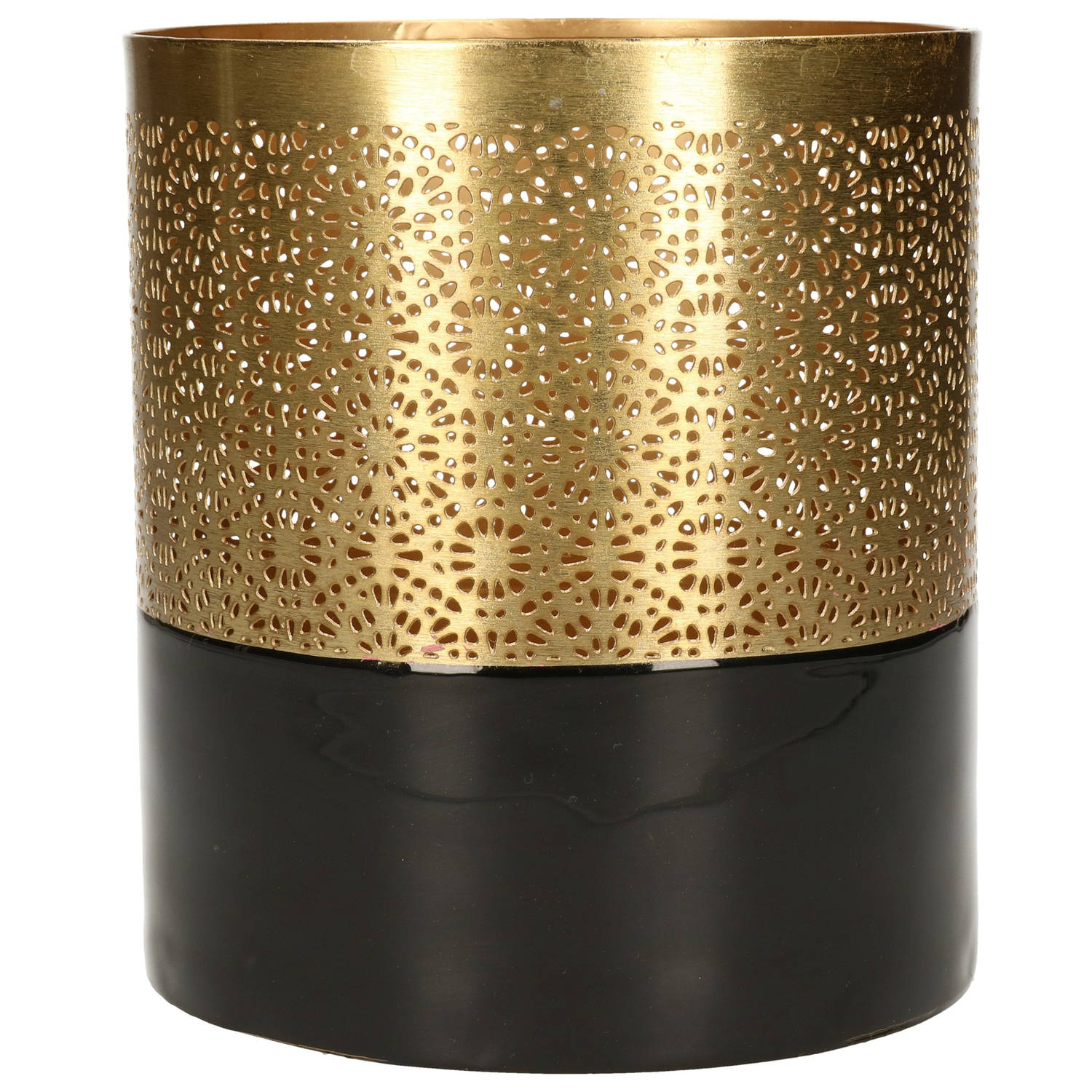 Luxe Theelichthouder-kaarsenhouder Goud-zwart Metaal D10 X H12.5 Cm Waxinelichtjeshouders
