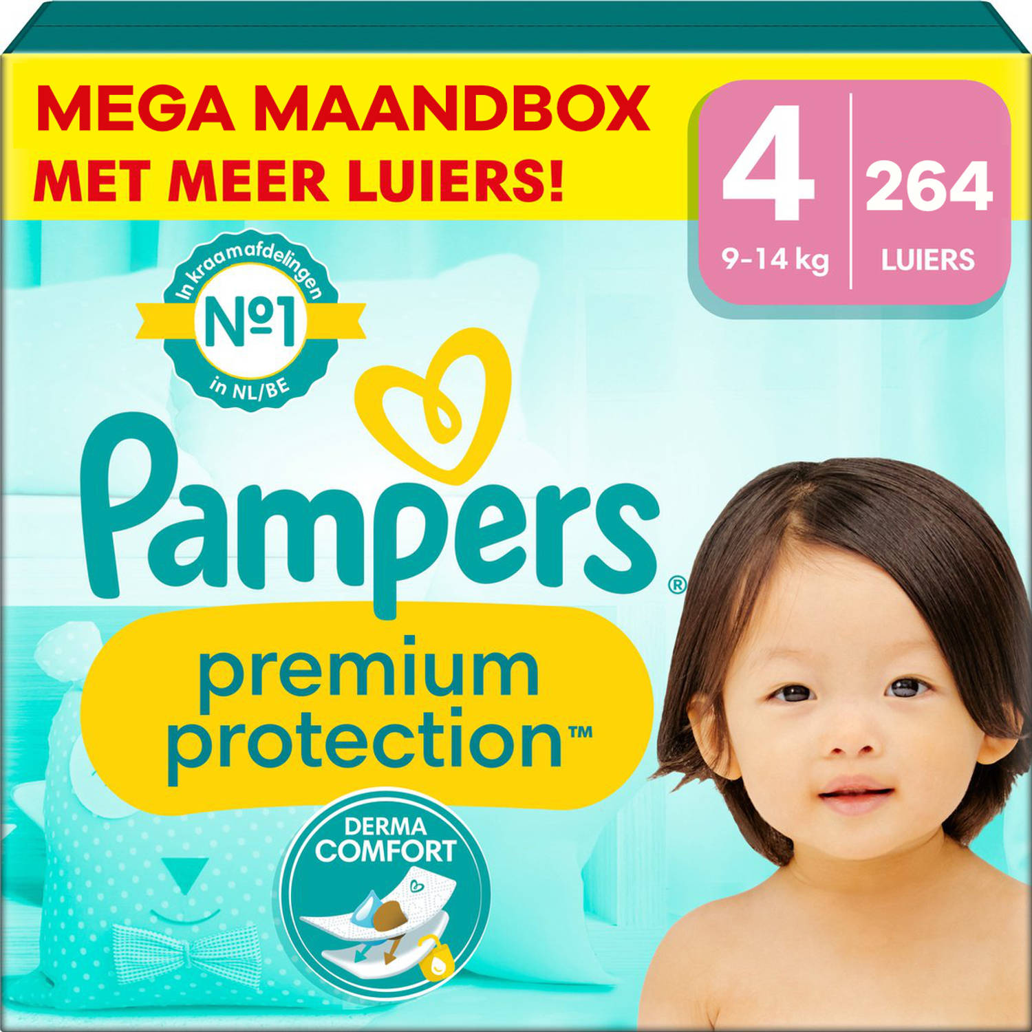 Pampers - Premium Protection - Maat 4 - Mega Maandbox - 264 stuks - 9/14 KG