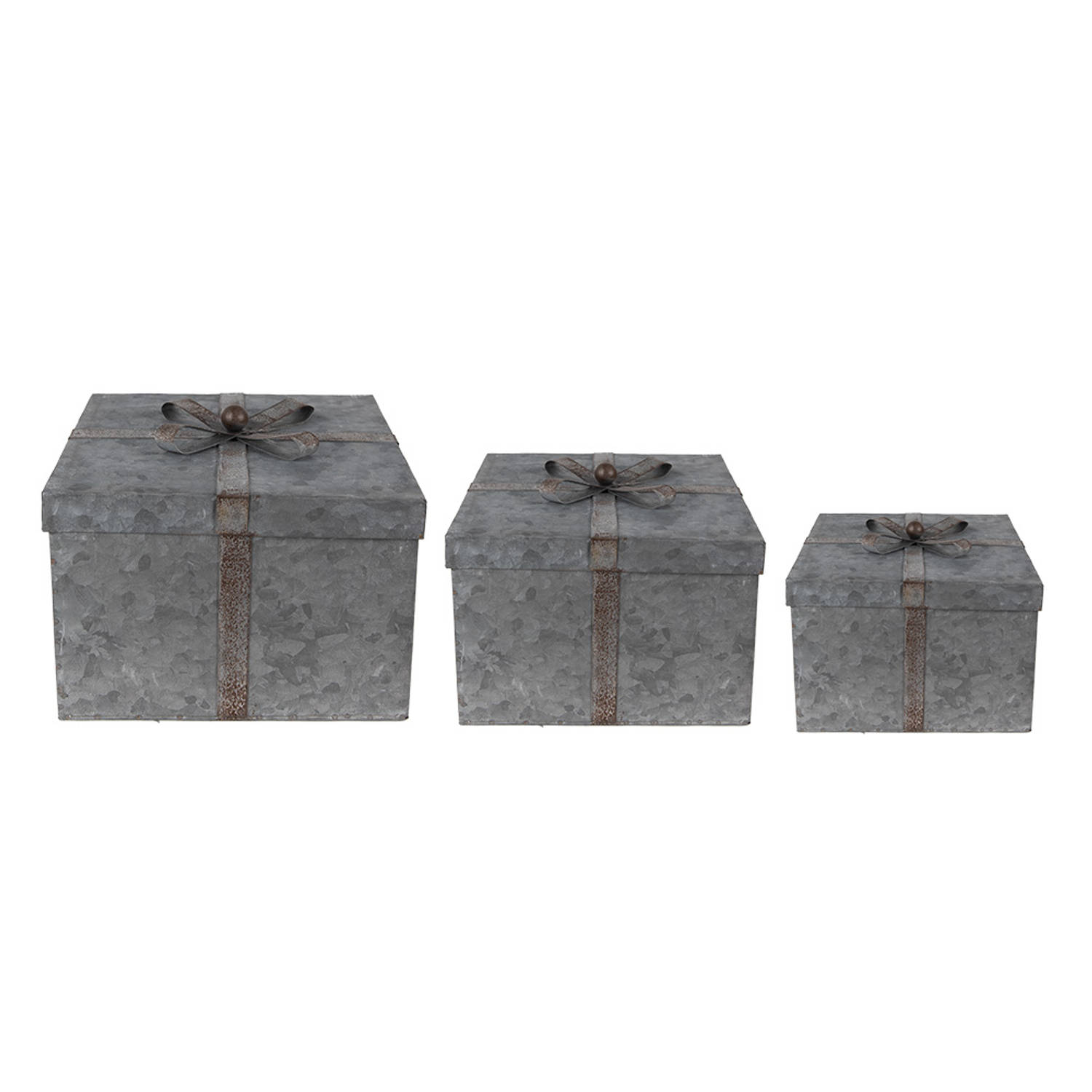 Clayre & Eef Opbergdoos 24x24x18 cm Grijs Metaal Opbergbox Opbergbox | Blokker