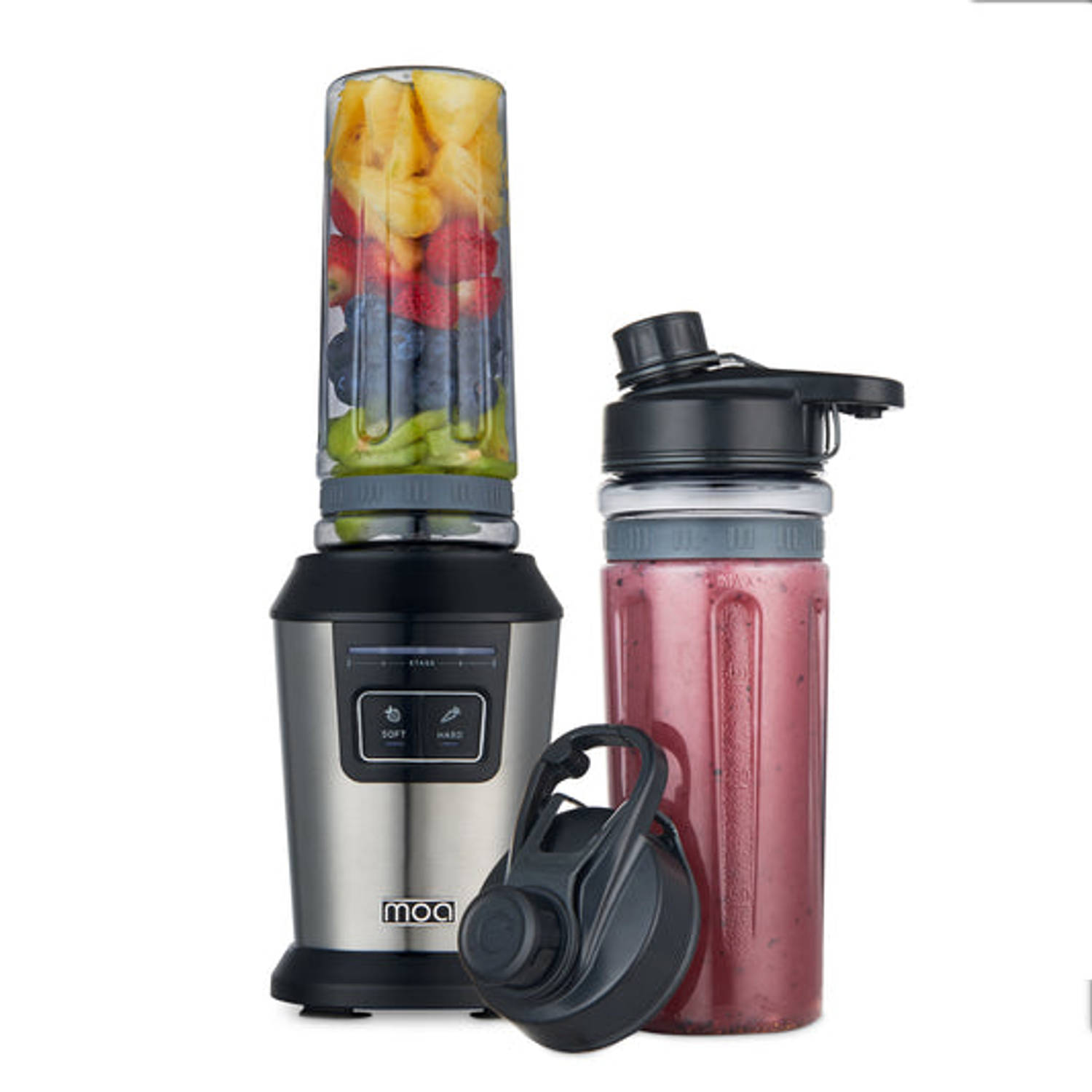 MOA Blender - Blender to go - 2 tritan bekers van 600ml - Smoothie maker - 800W - Stainless steel - MB10S