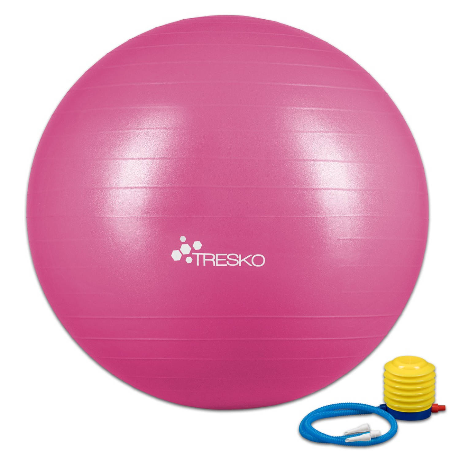 gek geworden comfortabel Vervorming Tresko - Fitnessbal - Yogabal met pomp - trainingsbal - pilates - gymbal -  diameter 85 cm - Roze | Blokker