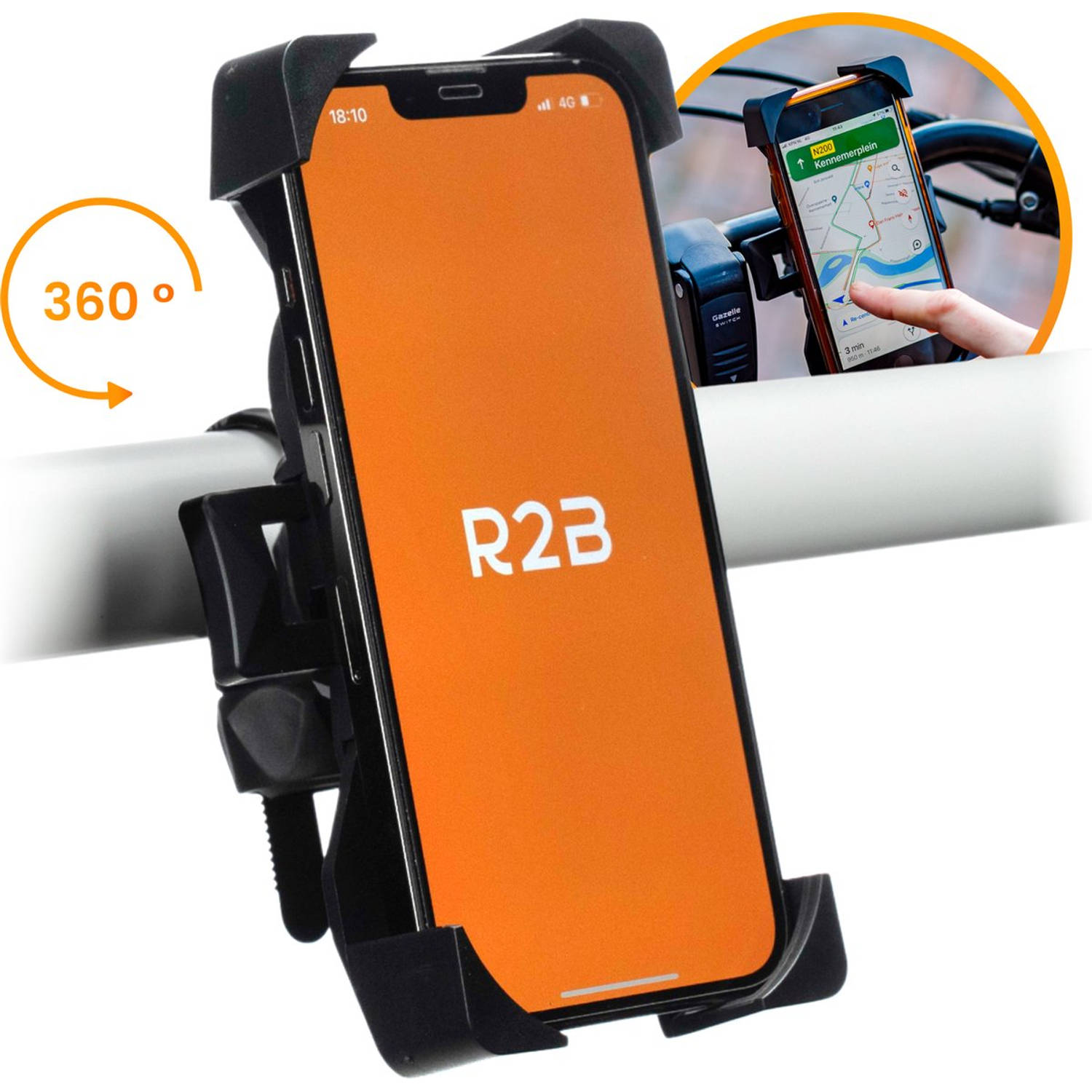 R2B Telefoonhouder fiets met 360 graden rotatie - Gsm houder fiets - Universeel - Fiets accessoires