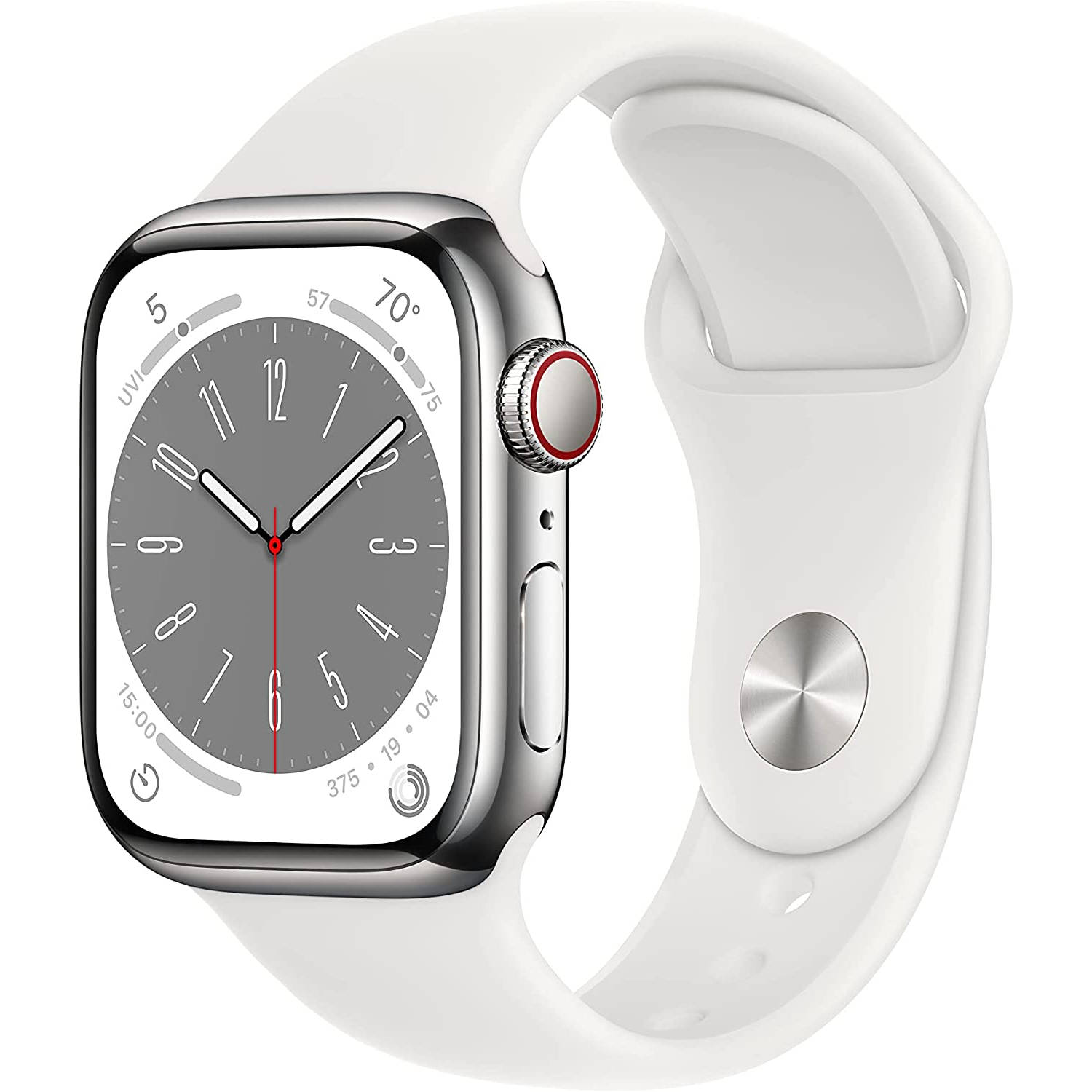 Apple Watch Series 8 GPS + Cellular 45mm Edelstahl Sportarmband