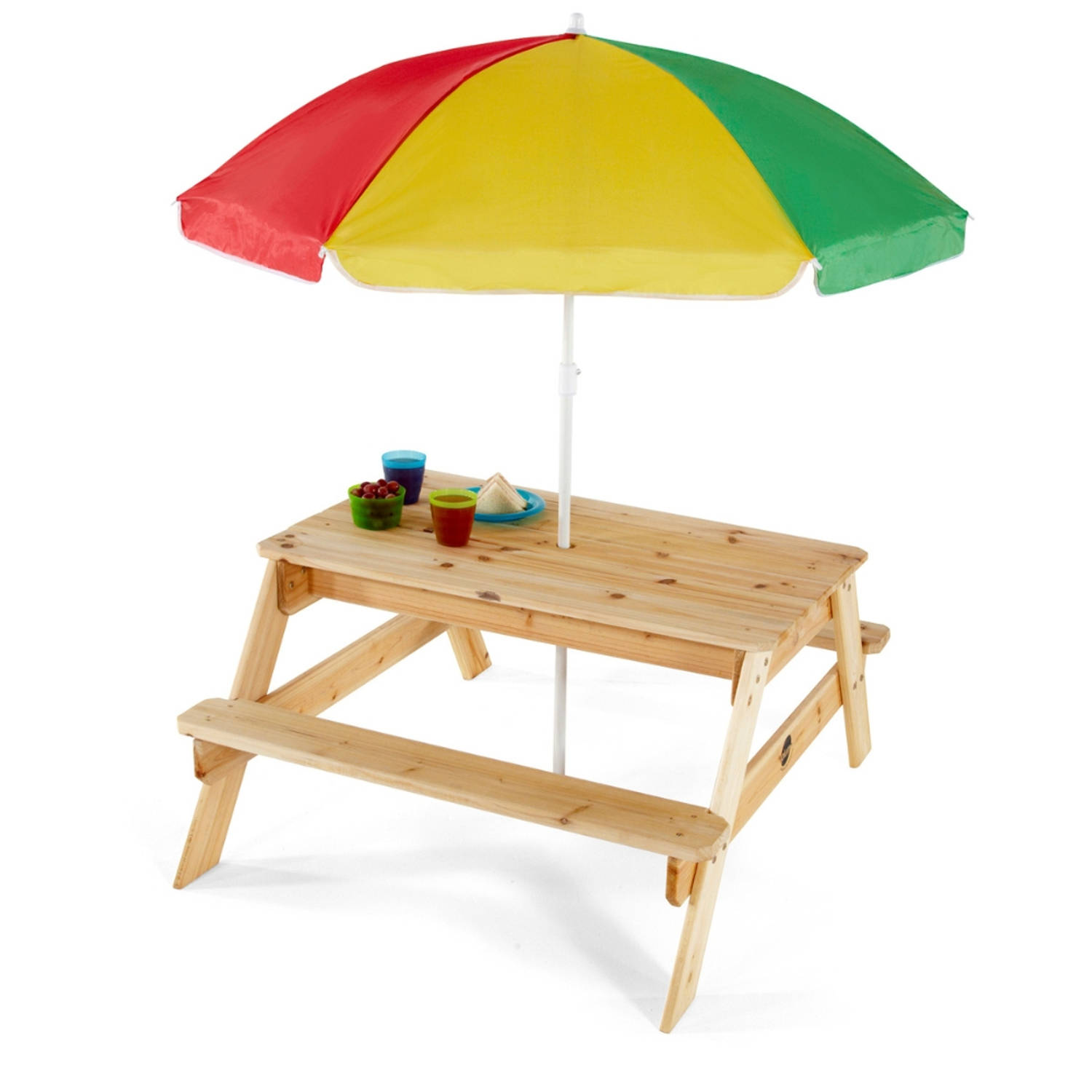 Plum Picknicktafel voor kinderen met parasol - Hout - Naturel