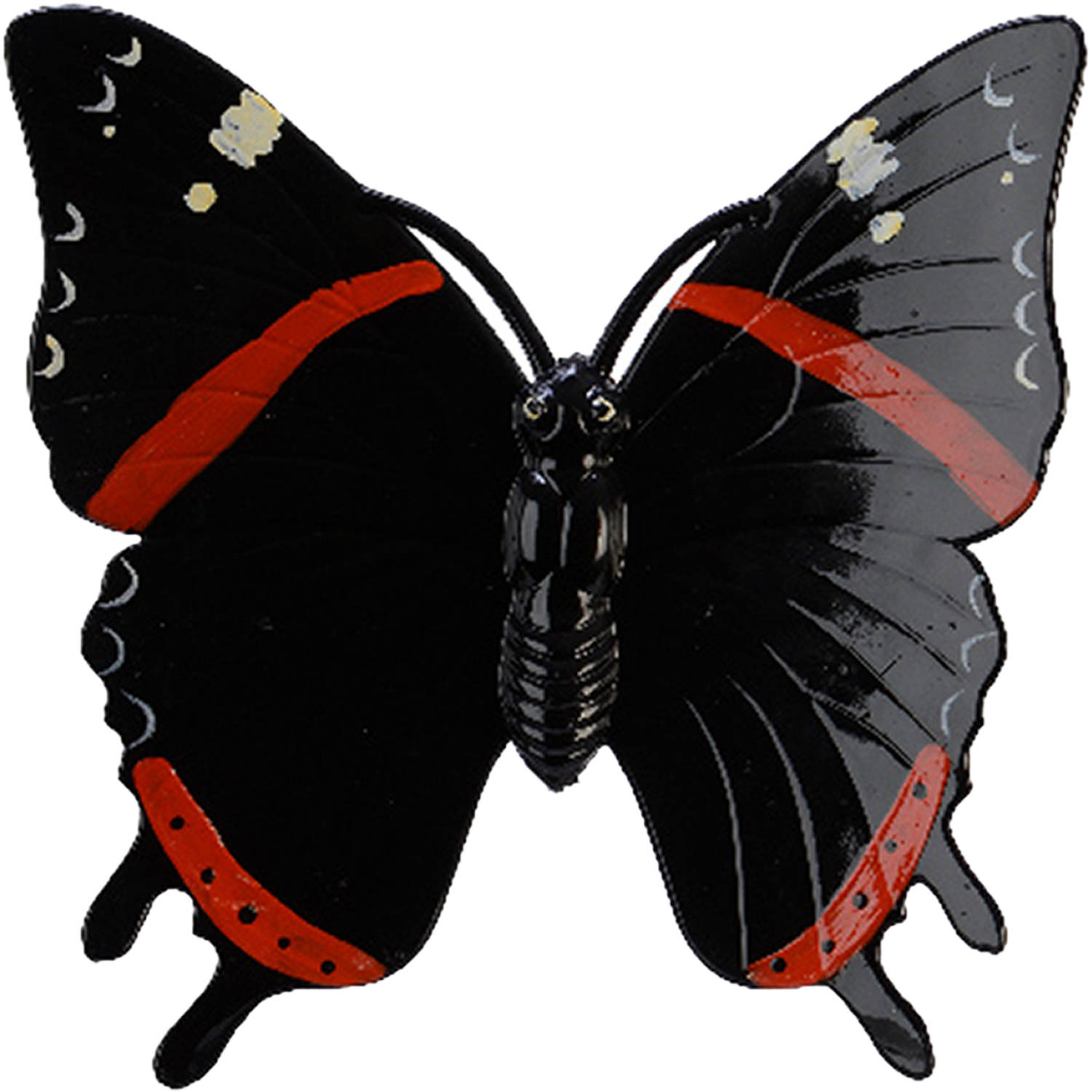 Tuin-schutting decoratie vlinder kunststof zwart 24 x 24 cm Tuinbeelden