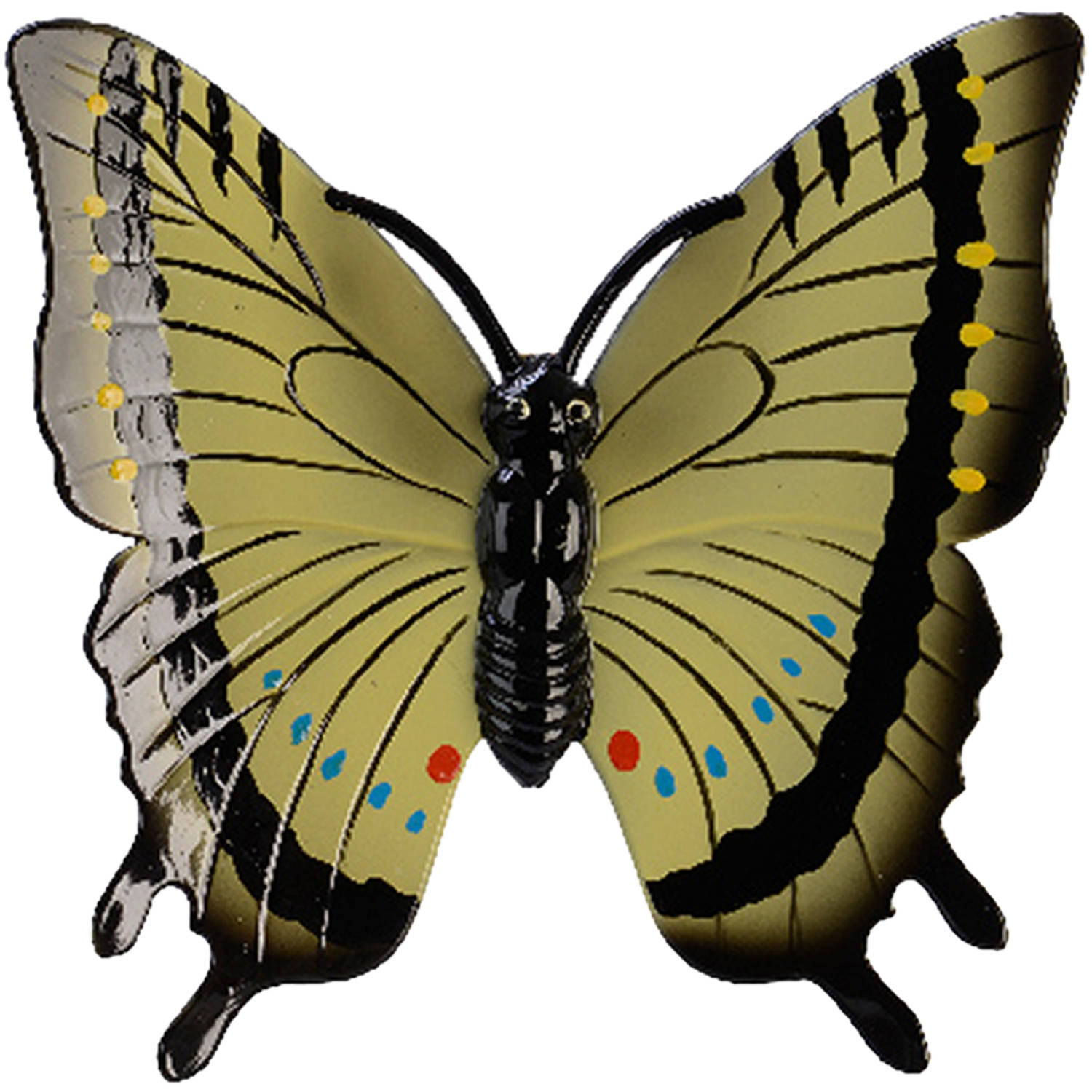 Tuin-schutting decoratie vlinder kunststof geel 24 x 24 cm Tuinbeelden