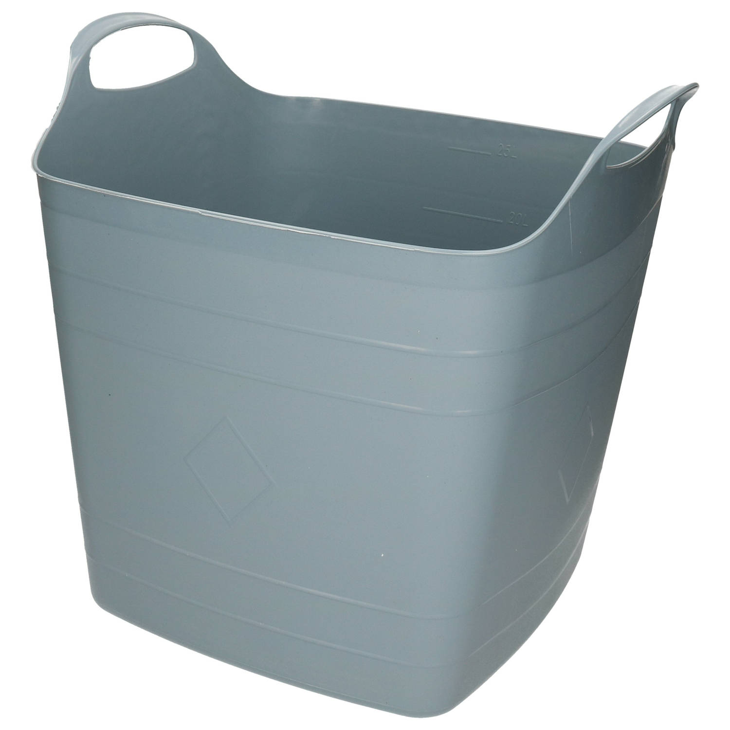 Kuip/emmer/wasmand - flexibel - grijsblauw - 25 liter - vierkant kunststof - Wasmanden | Blokker