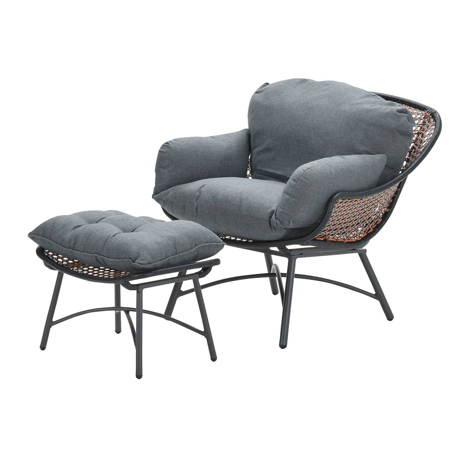 Logan fauteuil met voetenbank copper-black-mystic g