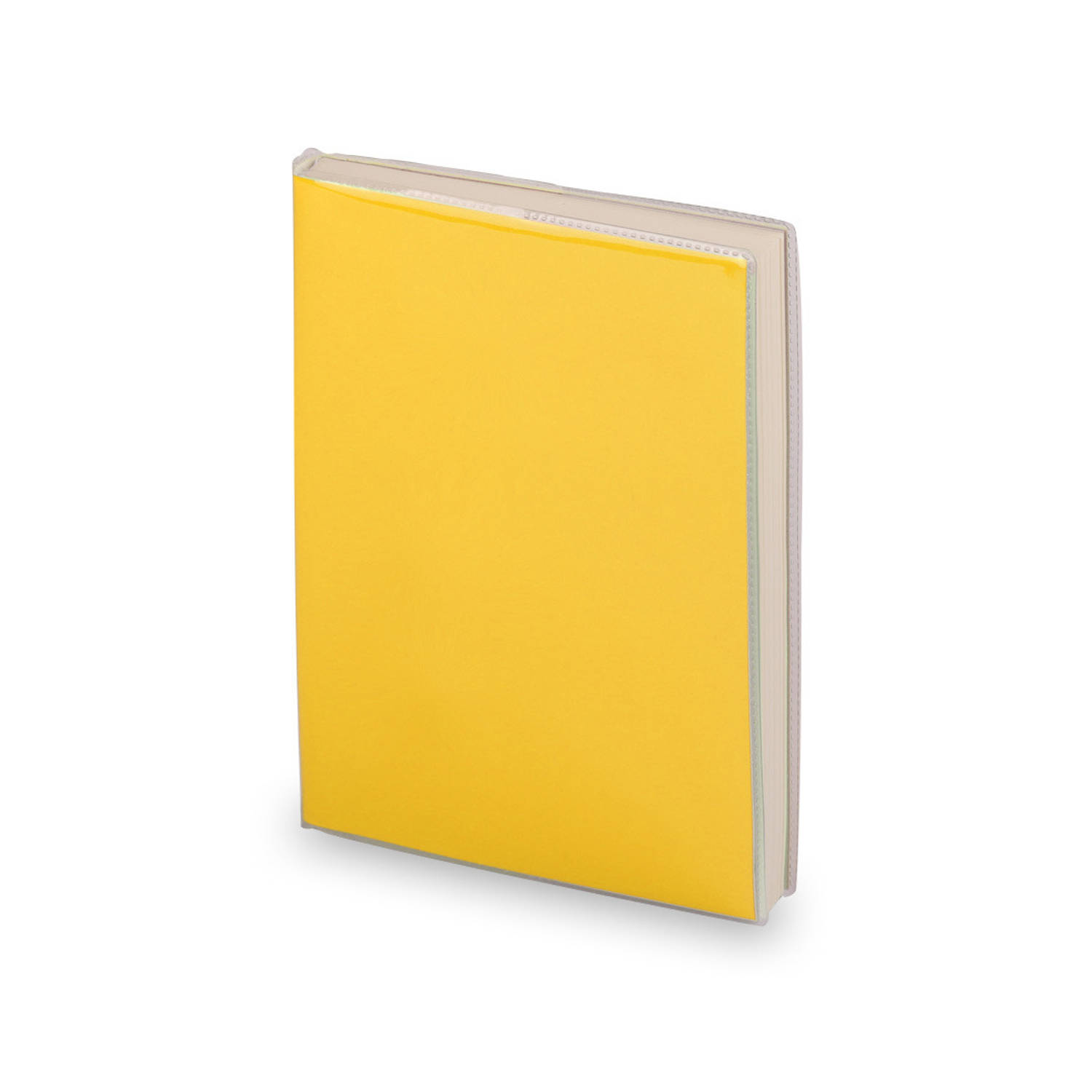 Notitieblokje zachte kaft geel met plastic hoes 10 x 13 cm - Notitieboek