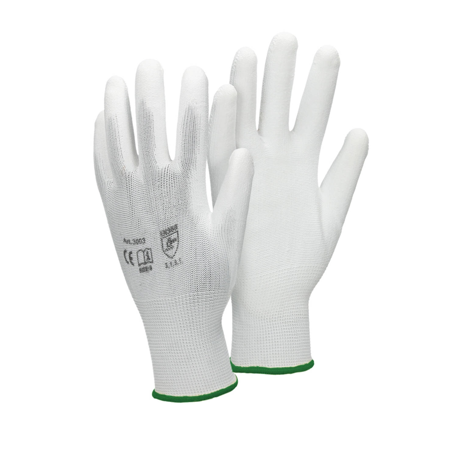 ECD Germany 4 paar werkhandschoenen met PU coating - maat 11-XXL - wit - monteurshandschoenen montagehandschoenen beschermende handschoenen tuinhandschoenen - diverse kleuren & mat