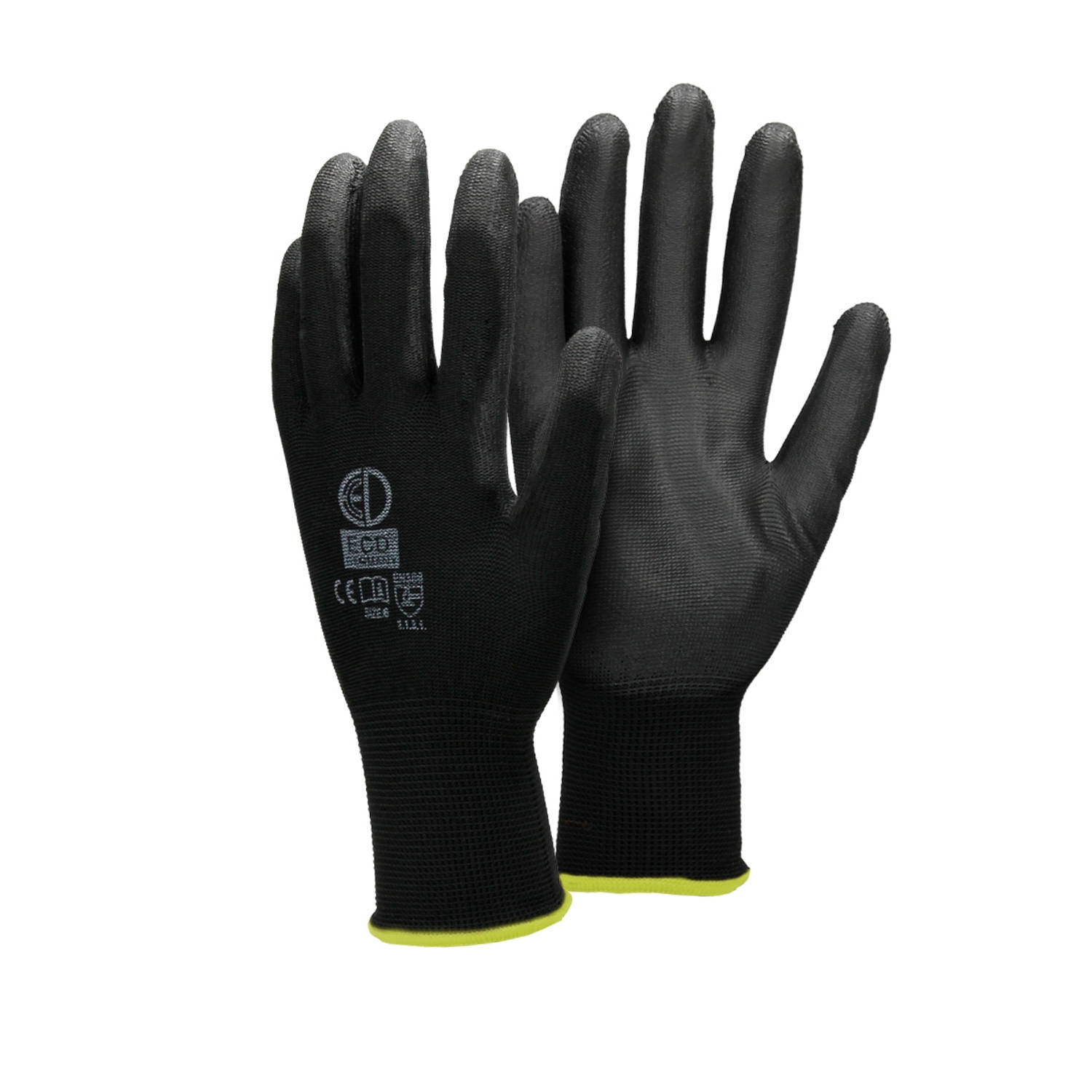 ECD Germany 24 paar werkhandschoenen met PU coating - maat 8-M - zwart - monteurshandschoenen montagehandschoenen beschermende handschoenen tuinhandschoenen - diverse kleuren & mat