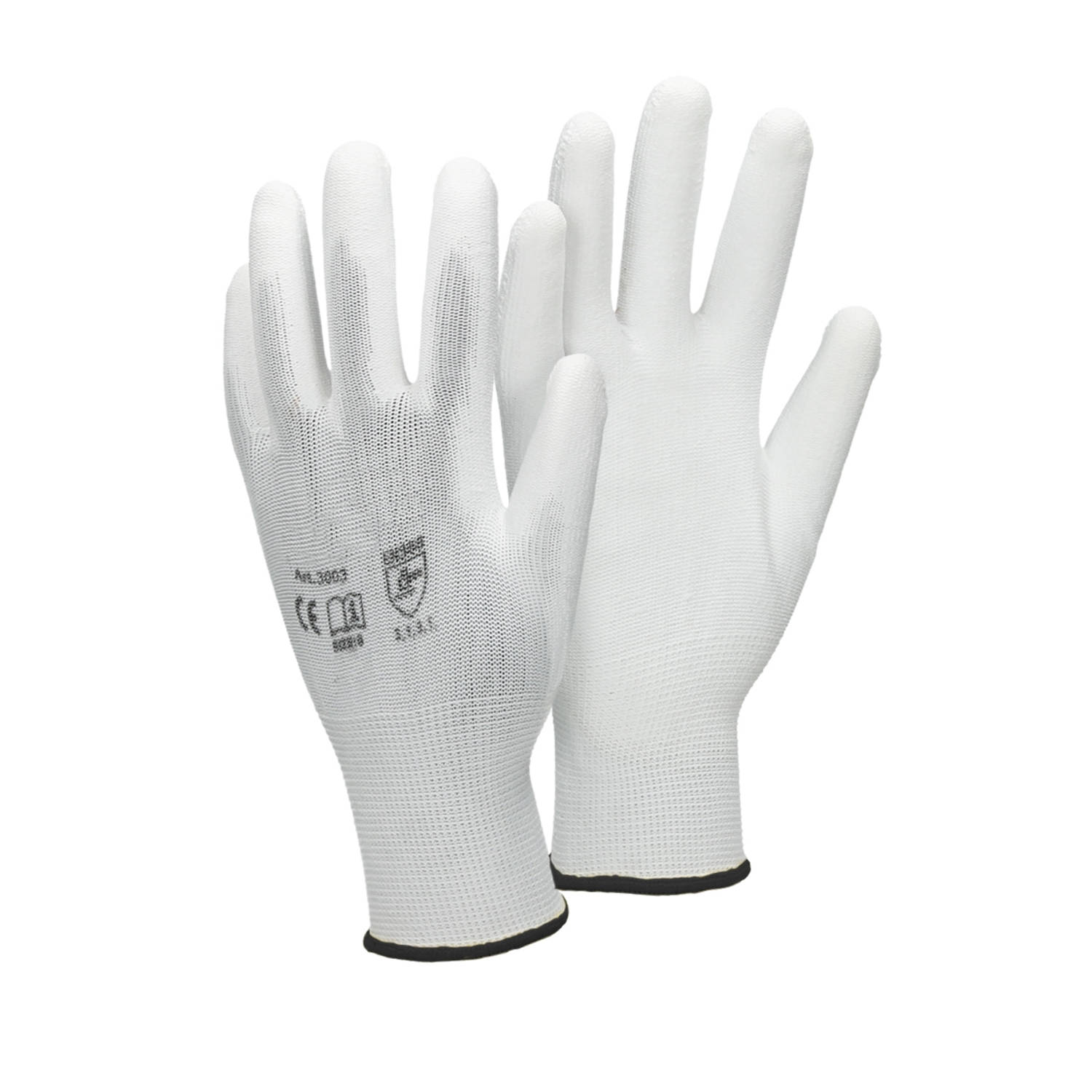 ECD Germany 4 paar werkhandschoenen met PU coating - maat 10-XL - wit - monteurshandschoenen montagehandschoenen beschermende handschoenen tuinhandschoenen - diverse kleuren & mate