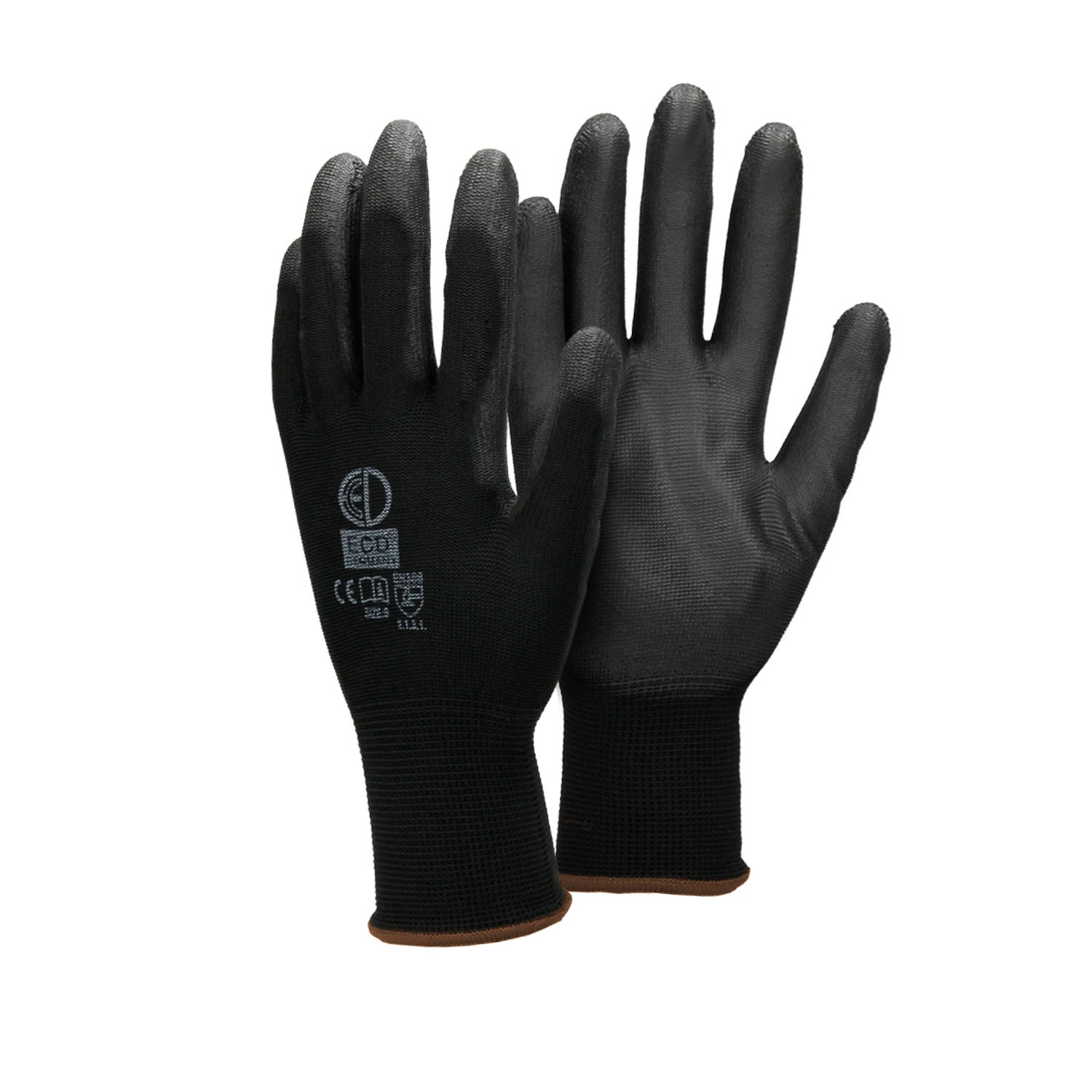ECD Germany 36 paar werkhandschoenen met PU coating - maat 9-L - zwart - monteurshandschoenen montagehandschoenen beschermende handschoenen tuinhandschoenen - diverse kleuren & mat
