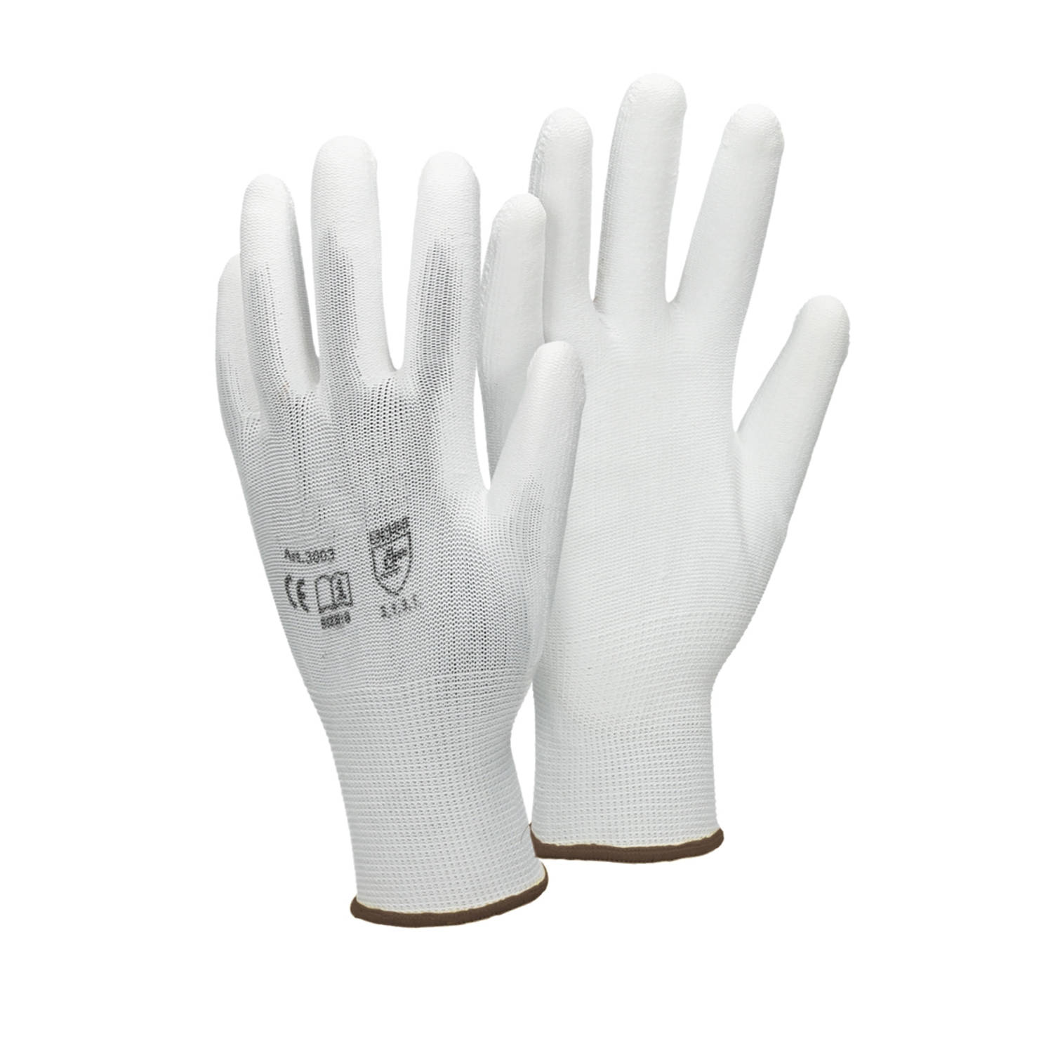 ECD Germany 144 paar werkhandschoenen met PU coating maat 9-L wit monteurshandschoenen