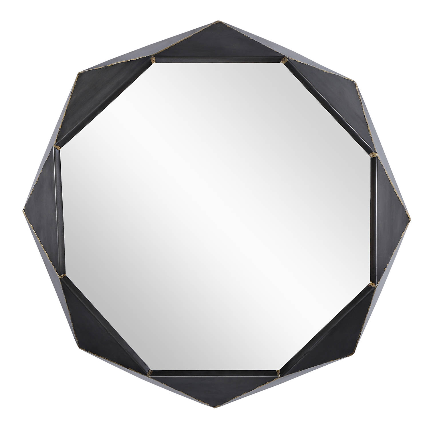 WOMO-DESIGN Decoratieve wandspiegel zwart, Ø 84 cm, gemaakt van glas met metalen frame