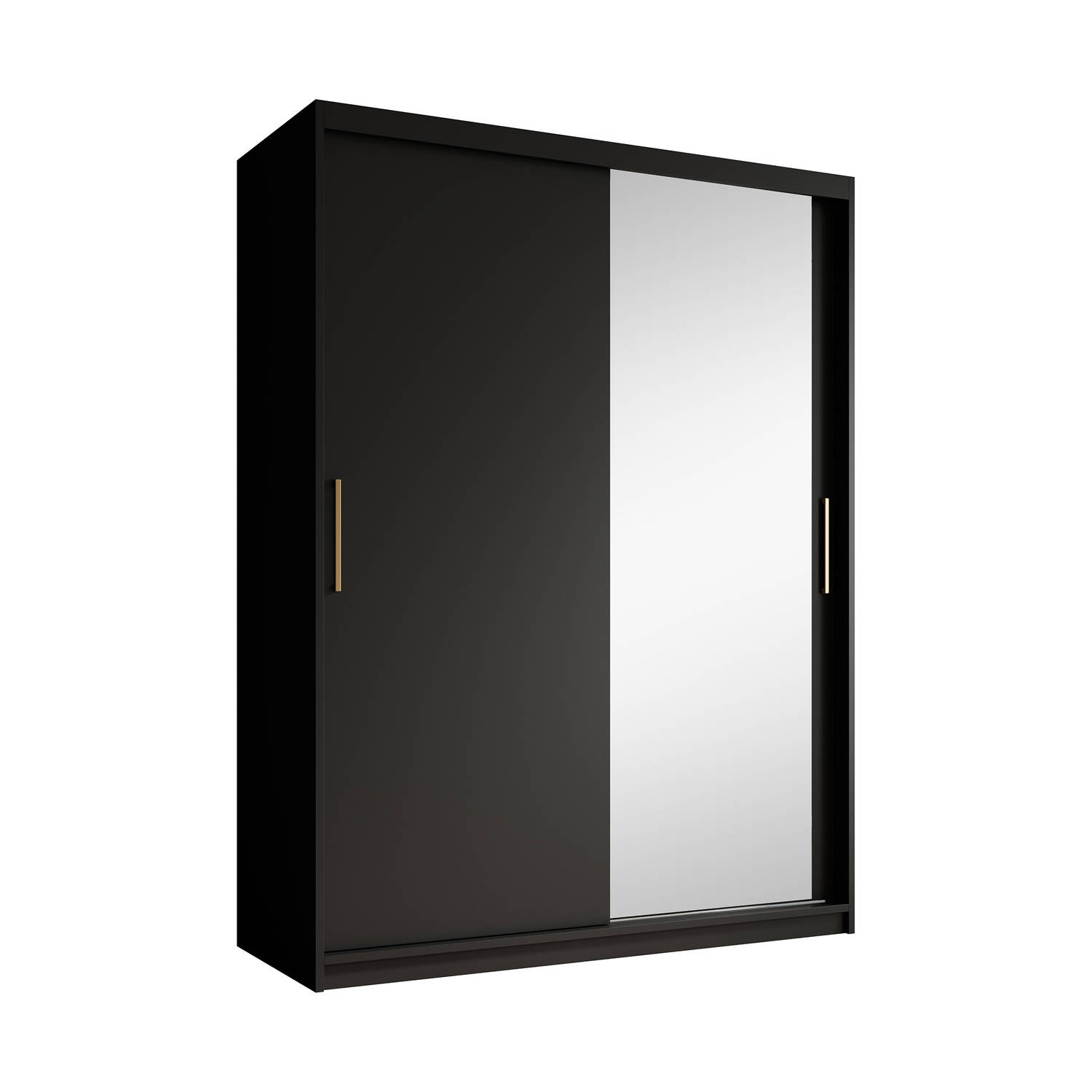 Meubella - Kledingkast Mandalin - Zwart - 150 cm - Met spiegel
