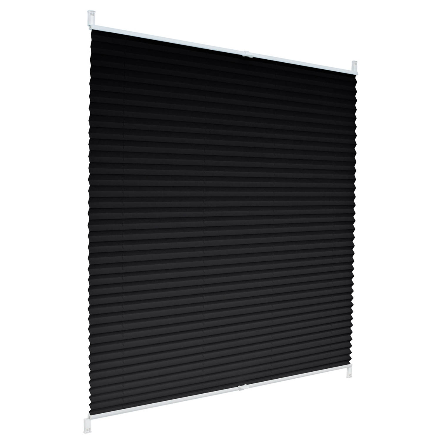 Geplooide blinde Klemmfix zonder boren, 65x150 cm, zwart
