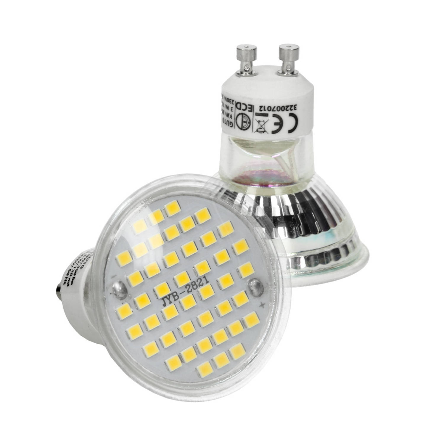 ECD Germany 5er Set LED Lampe Spot GU10 44SMD 3W - vervangt 20W gloeilamp - gemaakt van glas- 251 lumen - koel wit 6000K