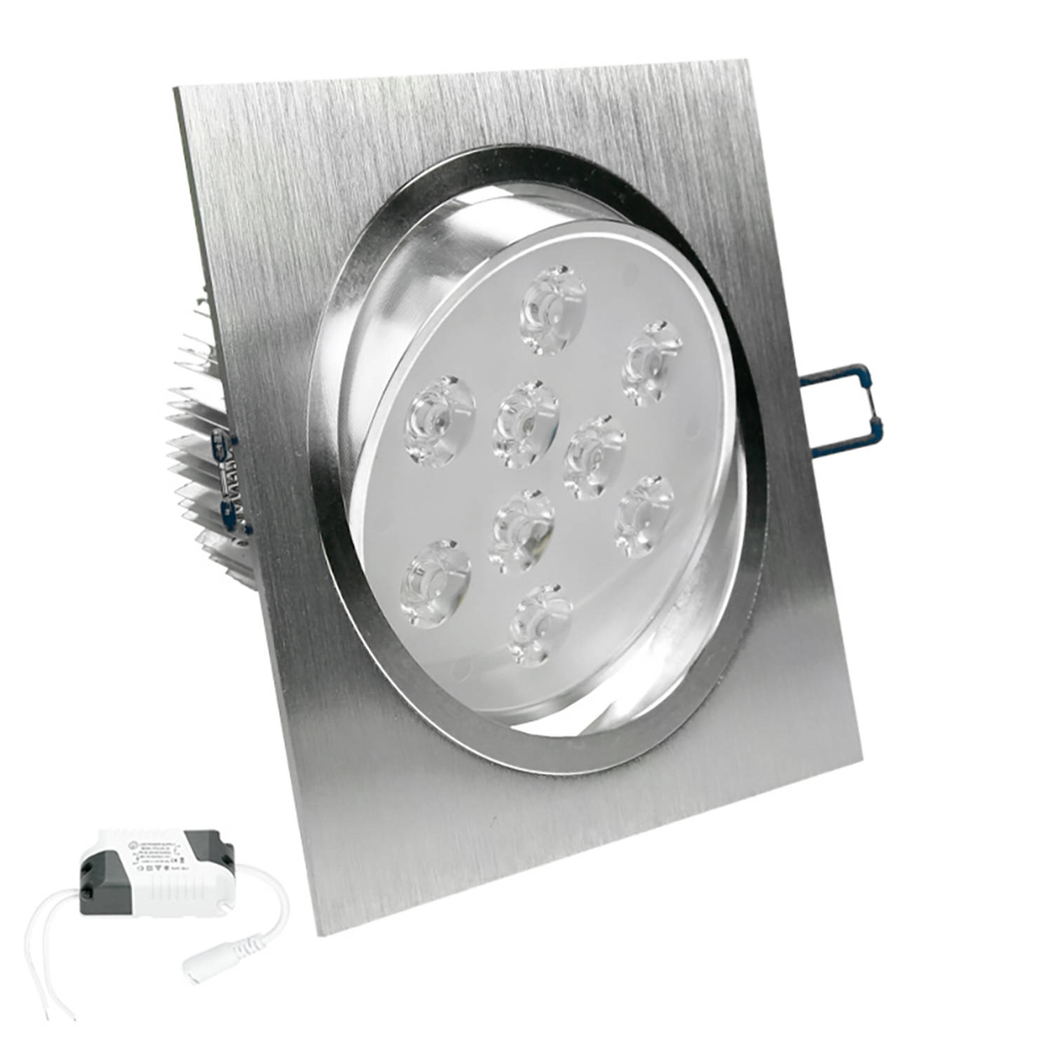 ECD Germany 2er Pack LED Inbouwspot 9W 230V 676 Lumen Cold White 6000K - Hoekig - Dimbaar - Draaibaar 30° - IP44