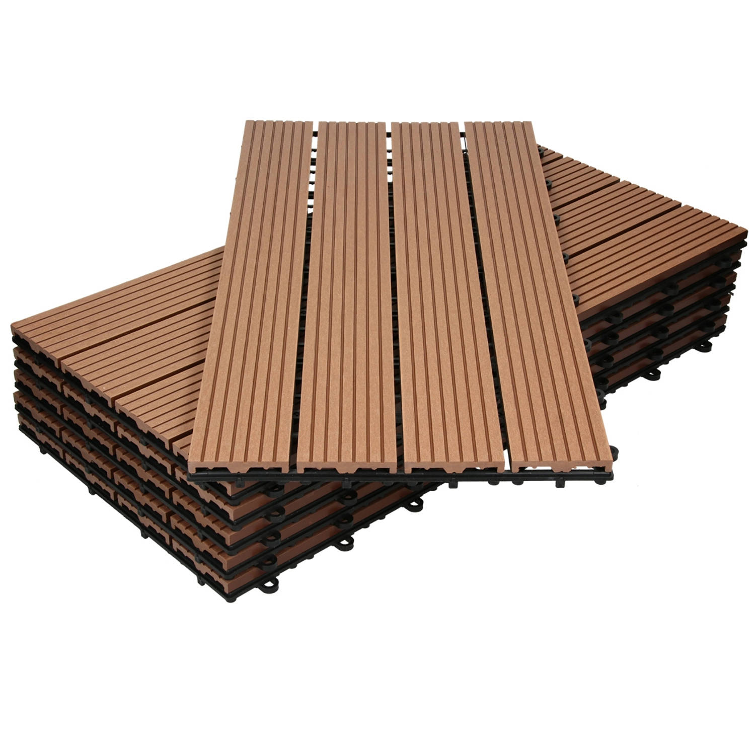 ECD Germany WPC-terras tegels 60x30 cm 18er Spar Set für 3m² lichtbruin in hout look voor tuinbalkon